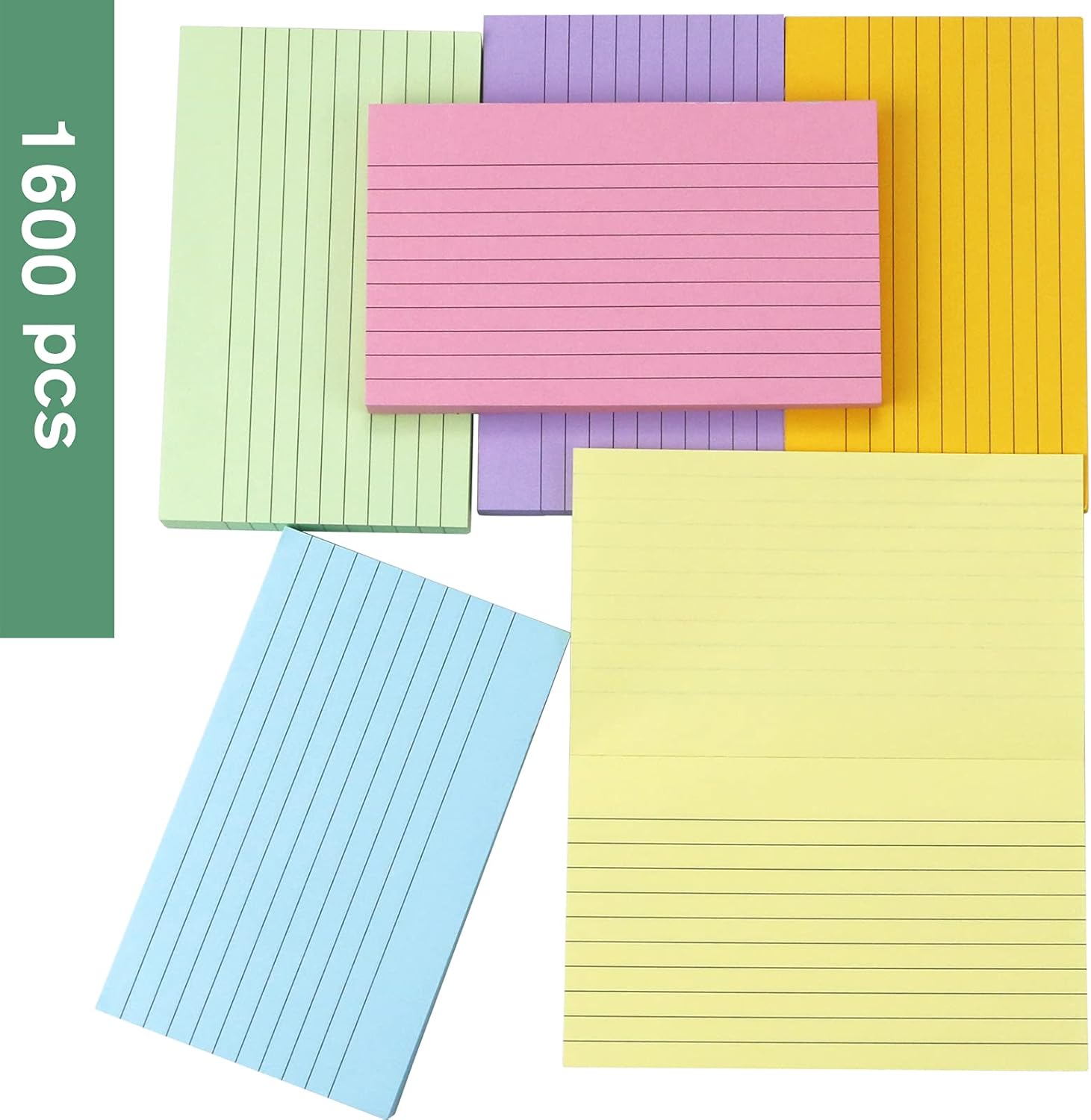 Bercoor 1200 Sheets Index Cards, 3x5 Inches Ruled Index Cards, Neon Colors Note Cards for School, Learning, Memo Scratch Pad, 6 Colors : Office Products
