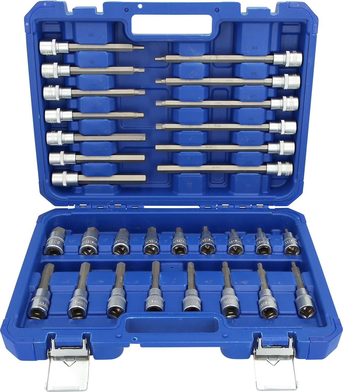 BRILLIANT TOOLS BT022030 Juego de llaves de vaso de 1/2", 30 pzs, perfil de hexágono interior [Powered by KS TOOLS]