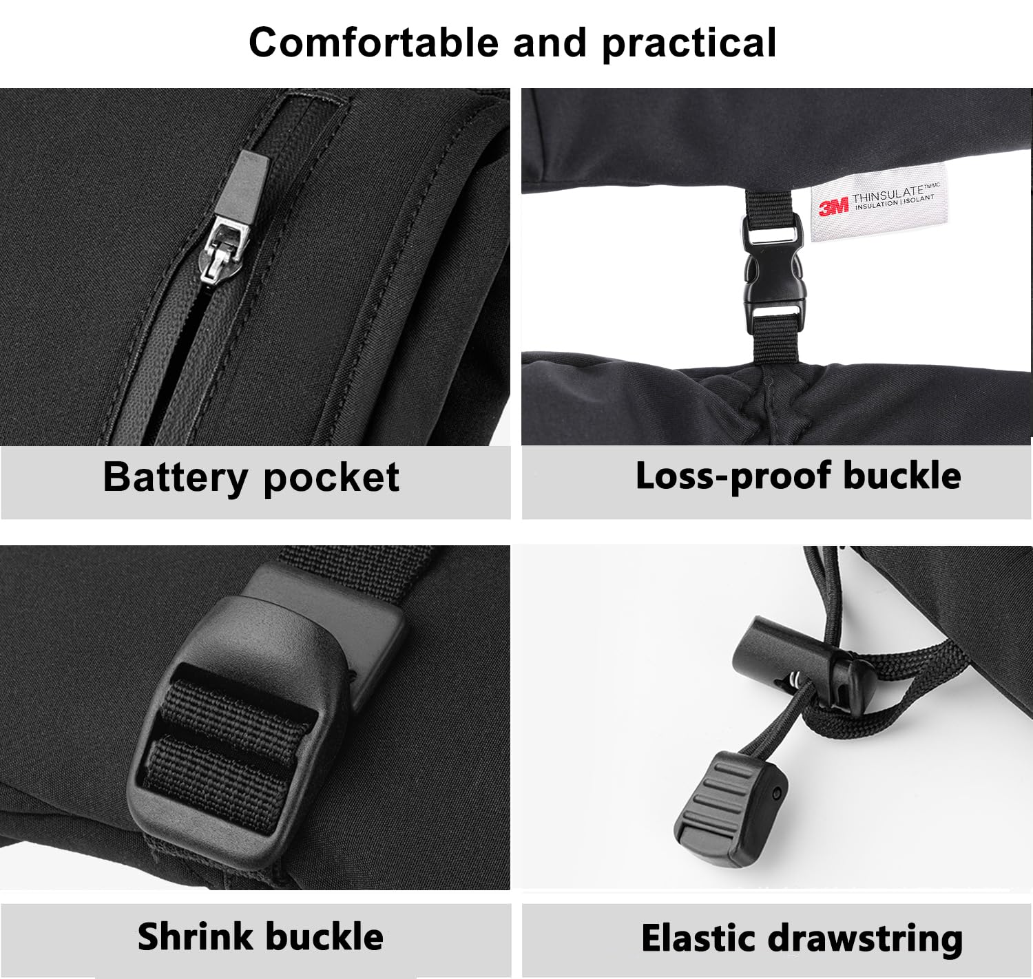 Loowoko Guantes Calefactables con batería 7.4v 3000mah × 2, 3 Niveles de Calentamiento, Impermeables, Pantalla táctil, Guantes calefactables USB para Trabajo al Aire Libre, Moto, Bicicleta, esquí