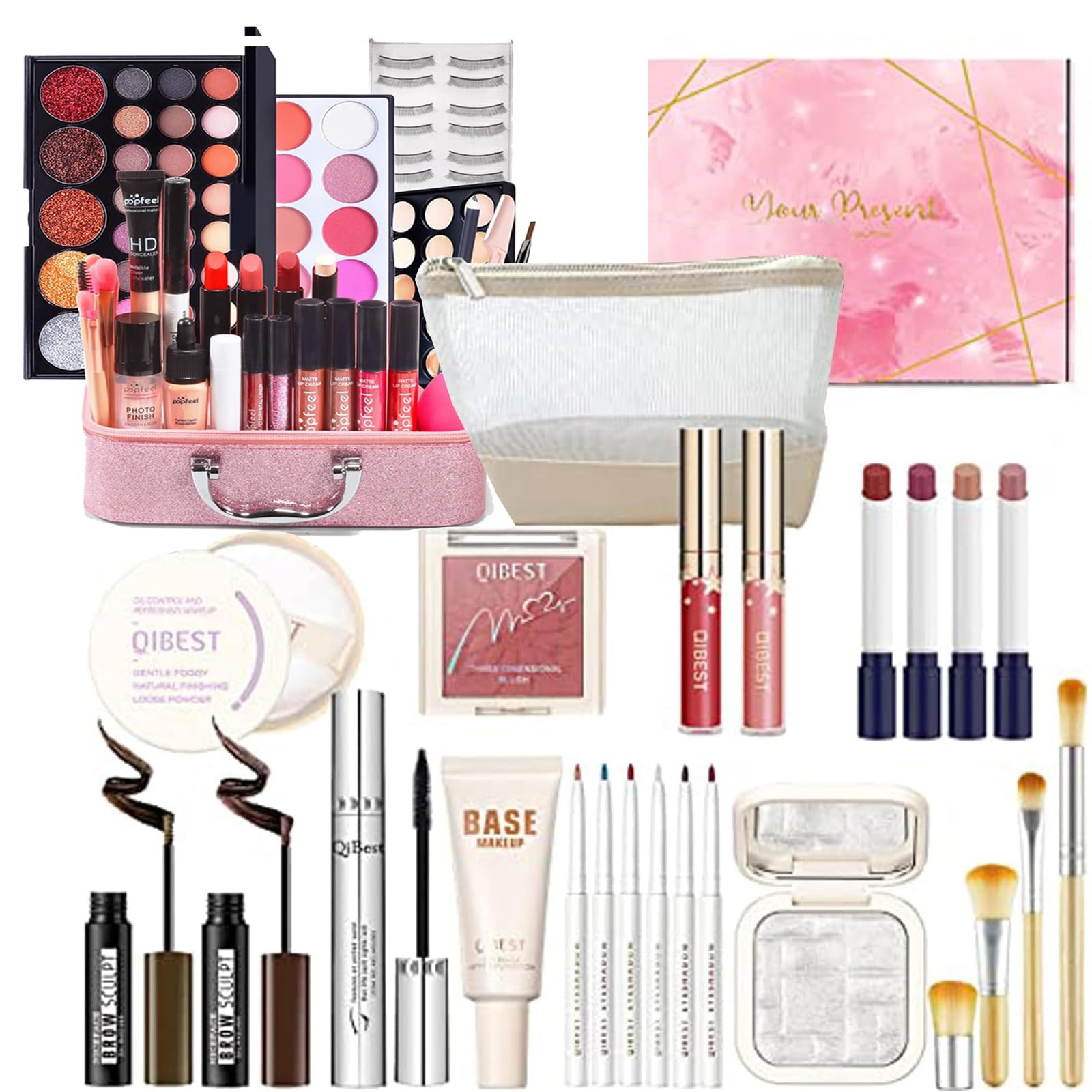 Kit per il Trucco di Bellezza, Set di Trucchi Completo Trousse di Trucchi Palette Ombretti Correttore Fard Cosmetics Astuccio per il Trucco Palette Trucchi per Occhi, Viso e Labbra #4