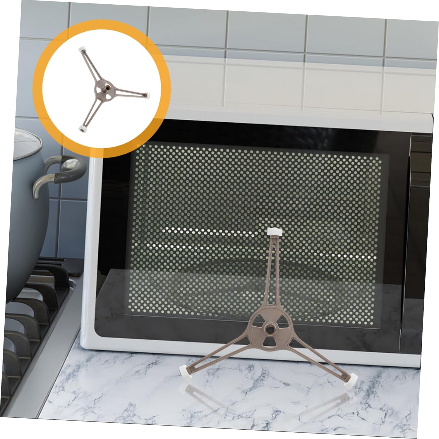 Microwave Turntable Ring with Rollers, Plastic Support for Glass Plate