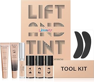 Libeauty Eyelash Lift and Tint Kit Black Color Brow Lamination Kit with Tint Lash Lifting Perming & Voluminous Tinting with Complete Tools DIY Lash Perm Dye Use at Home & Salon Supplies