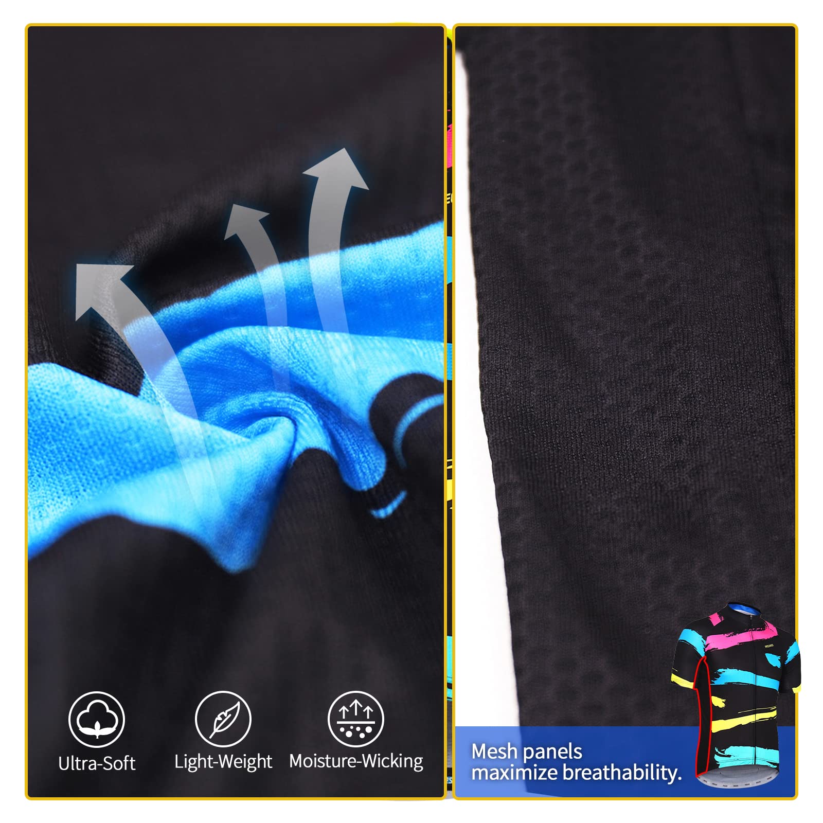 ARSUXEO Maillot Cyclisme Homme Manches Courtes Maillot Vtt Lumineux Vélo T-Shirt Respirant Haut de Cycle ZY84
