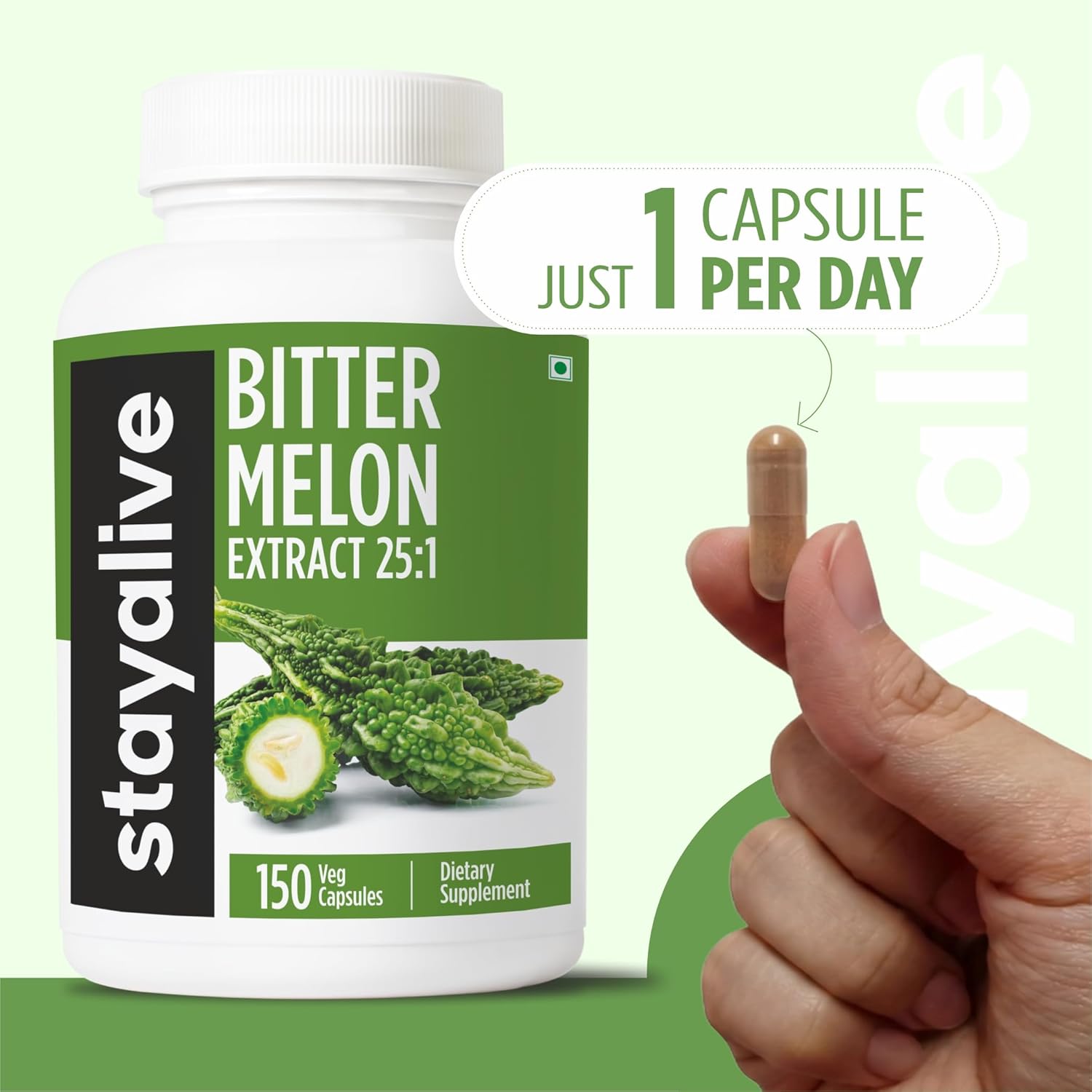 STAY ALIVE Extra Strength Bitter Melon Capsules, 10% Bitter Principles, 150 Pills, 25X Concentrated Powder, 5 Month Supply, Non-GMO & Gluten Free Momordica Charantia Supplement - Image 7