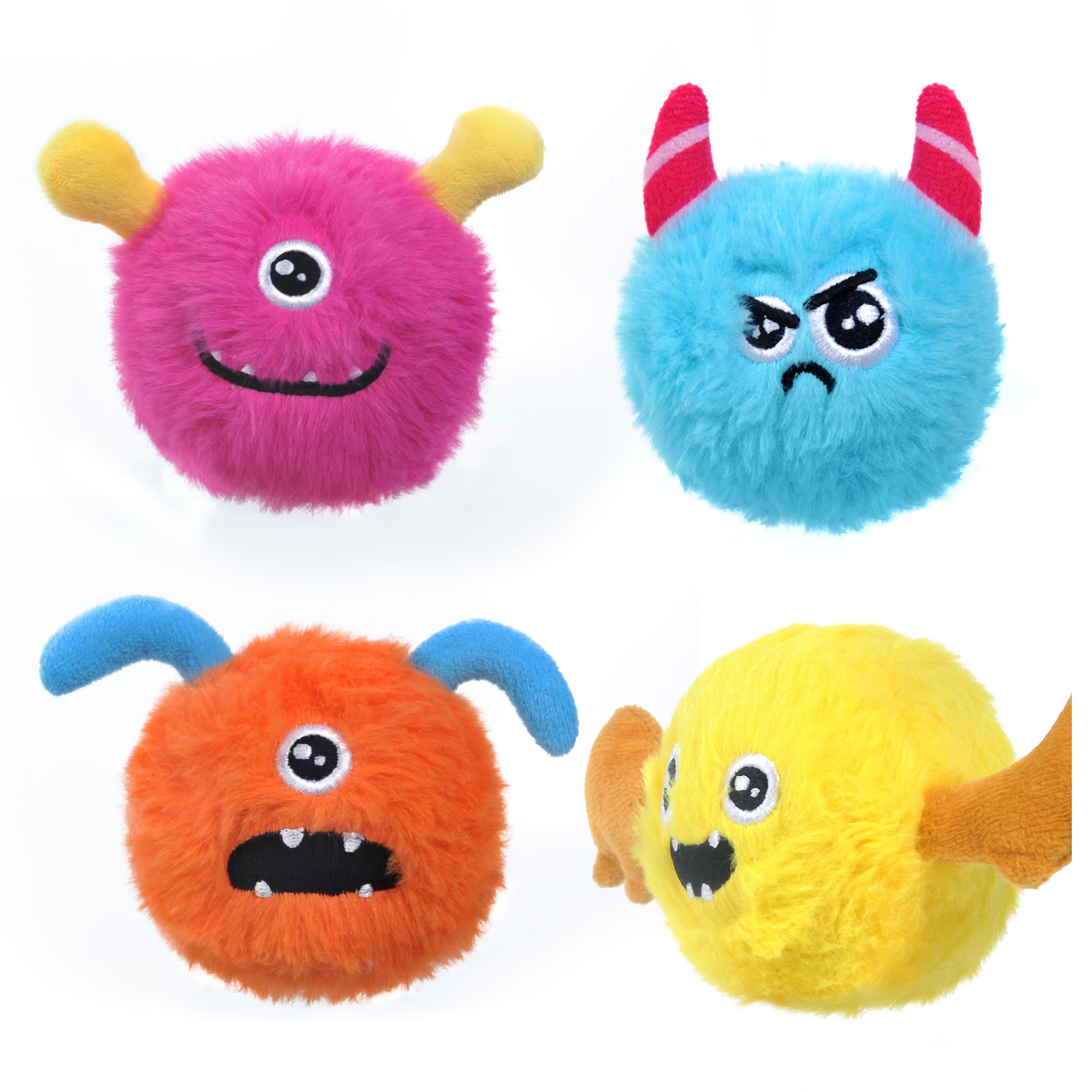 TwoEar Interactive Squeaky Dog Toys for Aggressive Chewers, Inside Squeaky Balls for Dogs, Throwing and Fetching Dog Toys for Small & Mudium Dogs, 4 Pack