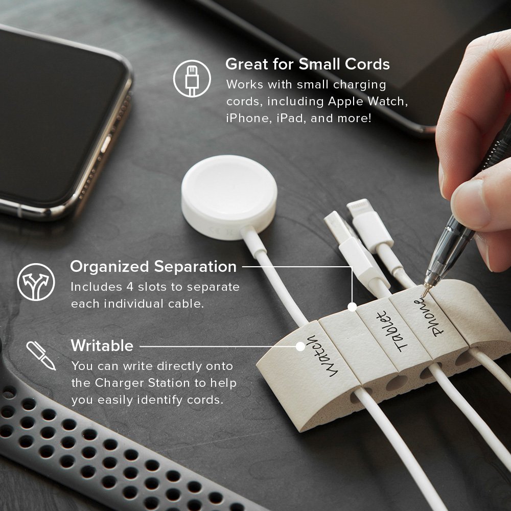 UT Wire UTW-CS06-VY Mountable Charger Station Cable Holder with 4 Slots - Set of 2