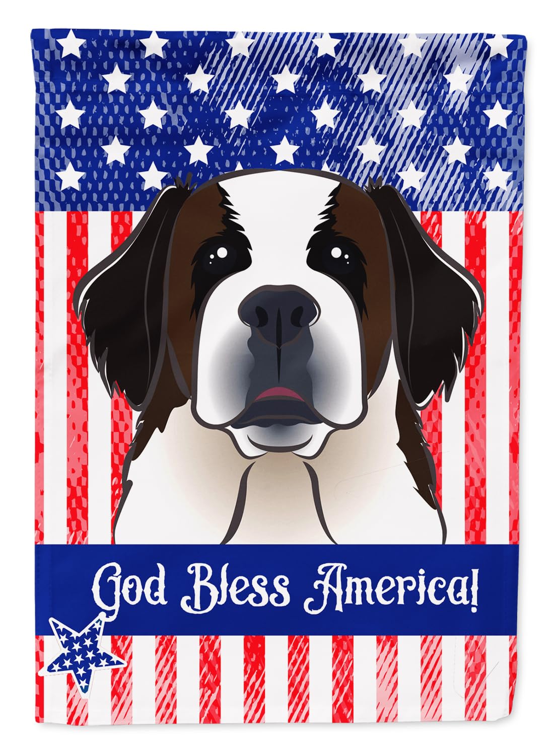Caroline's Treasures BB2176GF God Bless American Flag with Saint Bernard Flag Garden Size , Small, multicolor