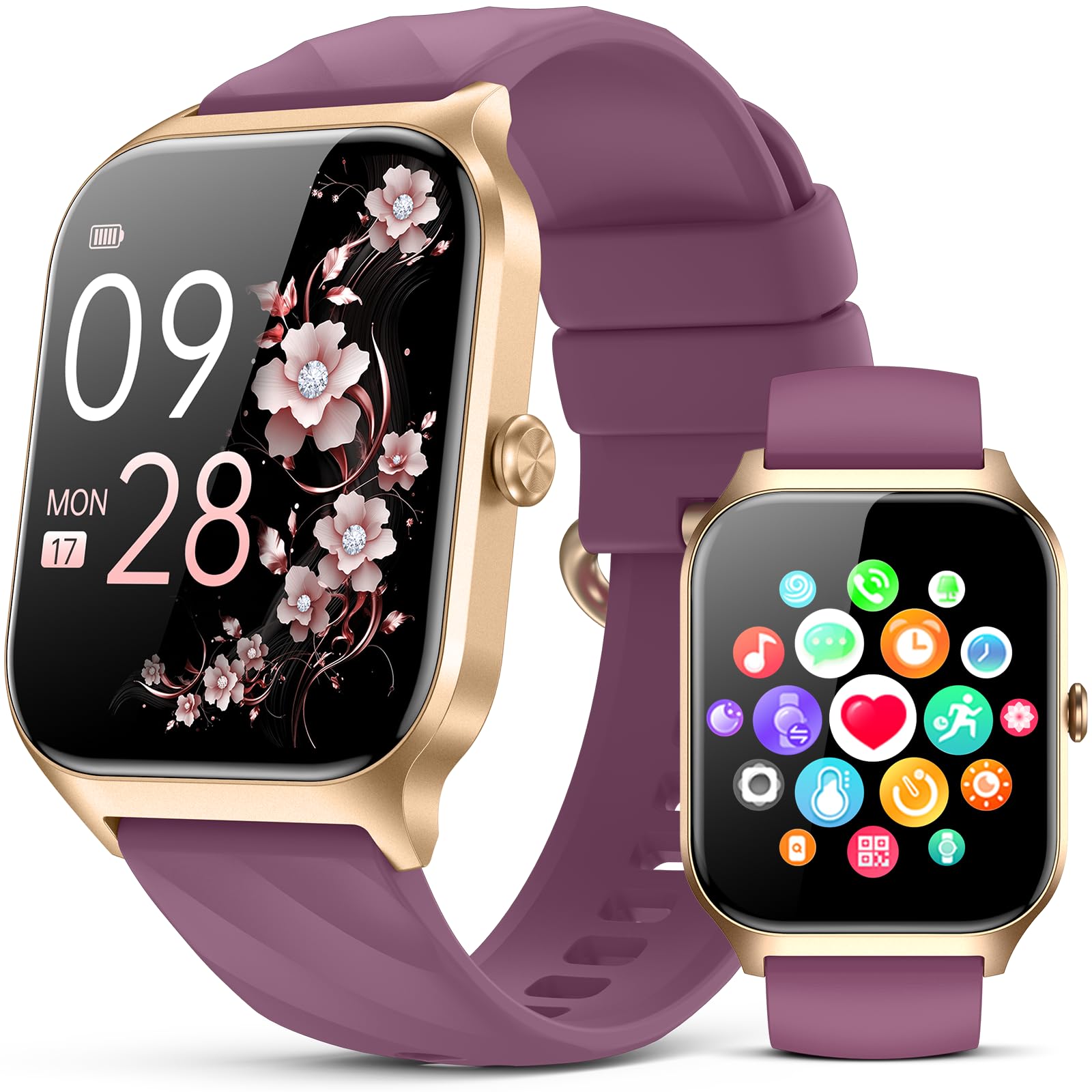 Smart Watch for Women Men - Answer/Make Call, Fitness Tracker Smartwatch for Android iPhone Compatible, Sleep Female Cycle, 120+ Sports Modes Step Counter (Midnight Black, 2 Straps) — view 9