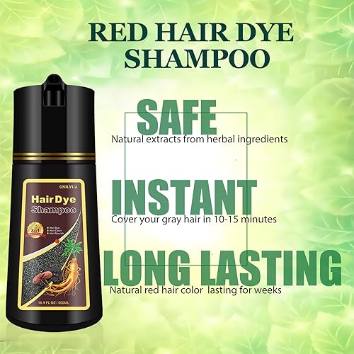 Miniatura 3 de NCEPROHR Champú de tinte para cabello rojo vino oscuro, 3 en 1 para cabello gris, champú de color rojo herbario instantáneo para mujeres y hombres,