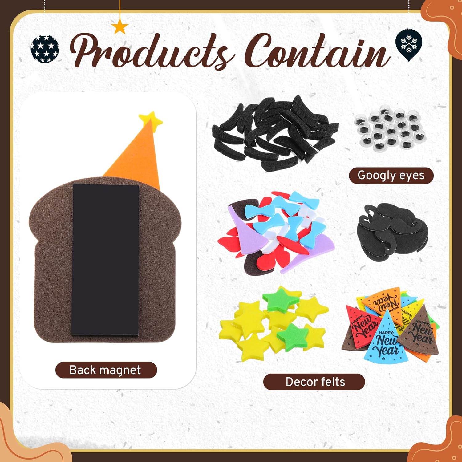 12 Set New Year's Toast Magnet Craft Kits 2026 Happy New Year Party Favor Supplies Home Family Game Activities