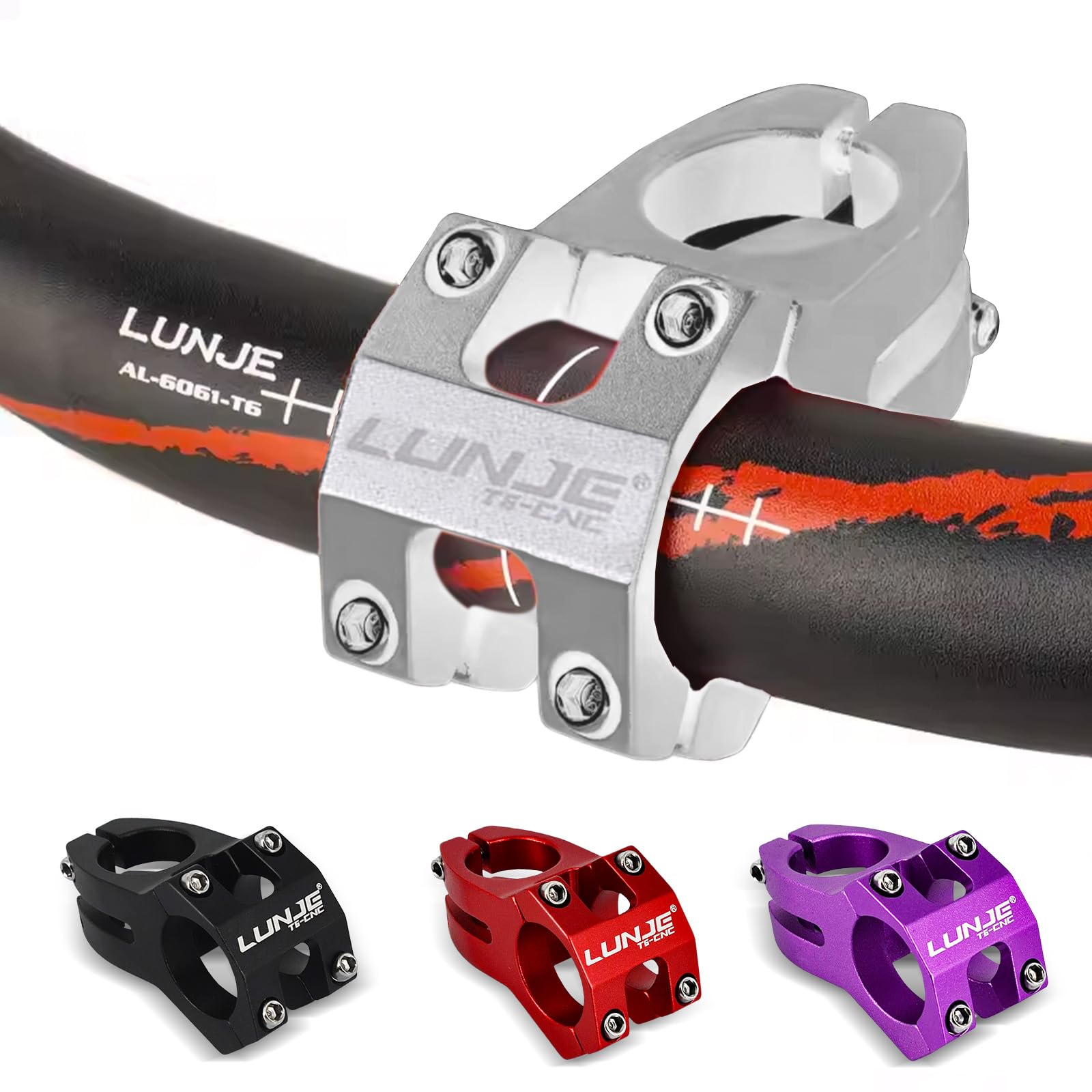 Mountain bike stem - durable lightweight alloy bike stem, The stem is suitable for most bicycles, road bikes, mountain bikes, BMX bikes, fixed gears, and other bicycles (Silvery)