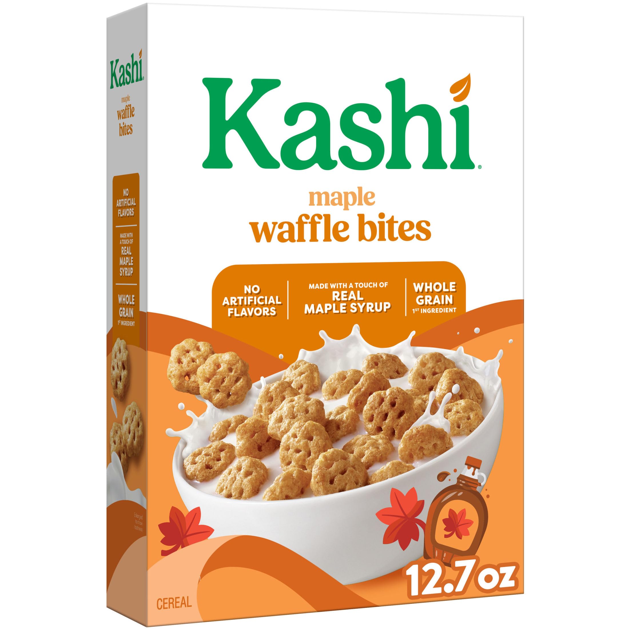 Kashi Breakfast Cereal, Whole Grain, Vegan, Maple Waffle Bites, 12.7oz Box (1 Box)