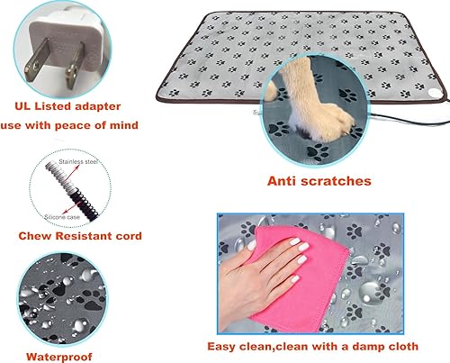 Miniatura 4 de Almohadilla térmica para mascotas para perros grandes y gatos, almohadilla térmica para cama de perro, almohadilla térmica eléctrica para perros con