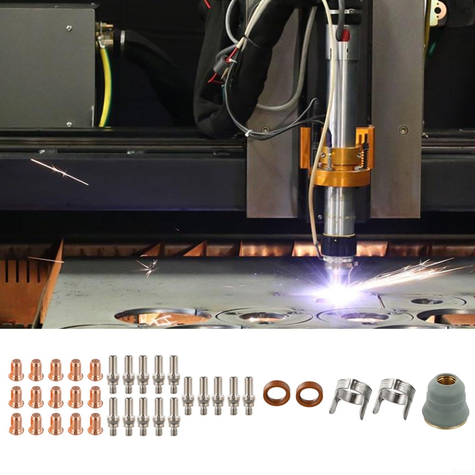 35-teiliges Plasma Schneidbrenner-Verbrauchsmaterial Set mit Elektroden, Düsen, Schutzkappe für IPT-60 PT-60 IPT-40 PT-40 Schneidbrenner