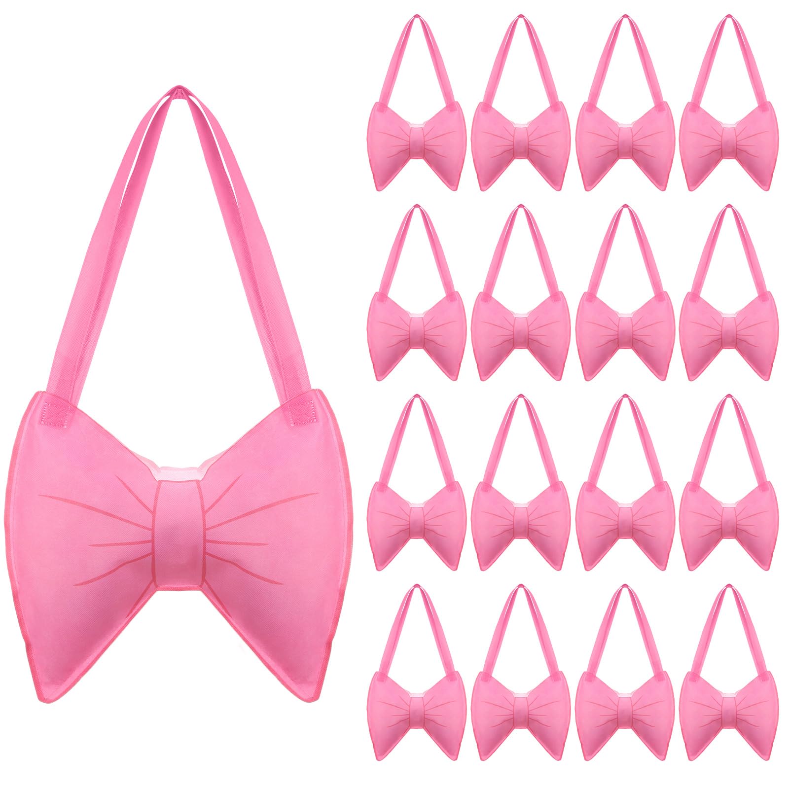 Sanwuta 16 Pcs Coquette Gift Bags Pink Bowknot Non Woven Tote Bags Goodie Treat Reusable Bow Grocery for Woman Girls Birthday Party Decoration Party Favor