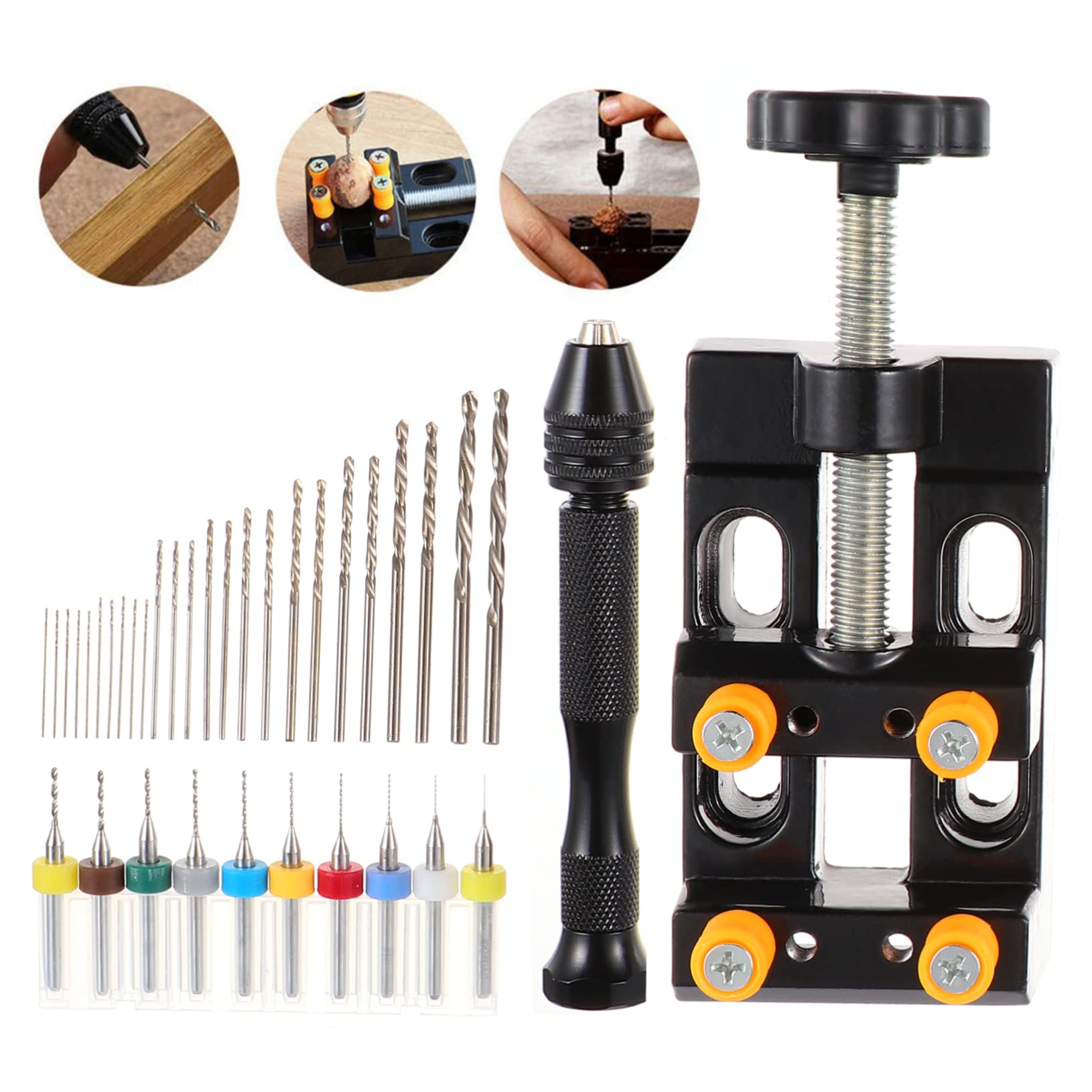 WOONEKY Herramientas De Perforación Taladro De Mano y Kit De Herramientas Para Trabajar La Joyería Incluye Taladro De Mano