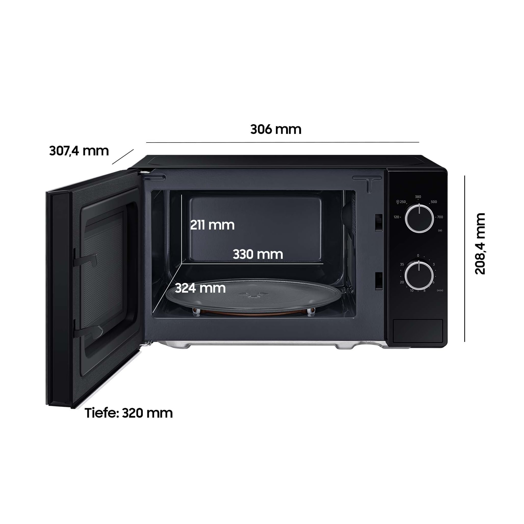 Samsung Mikrowelle 700 W 20 l Epoxy-Garraum MS20A3010AL/EG Schwarz
