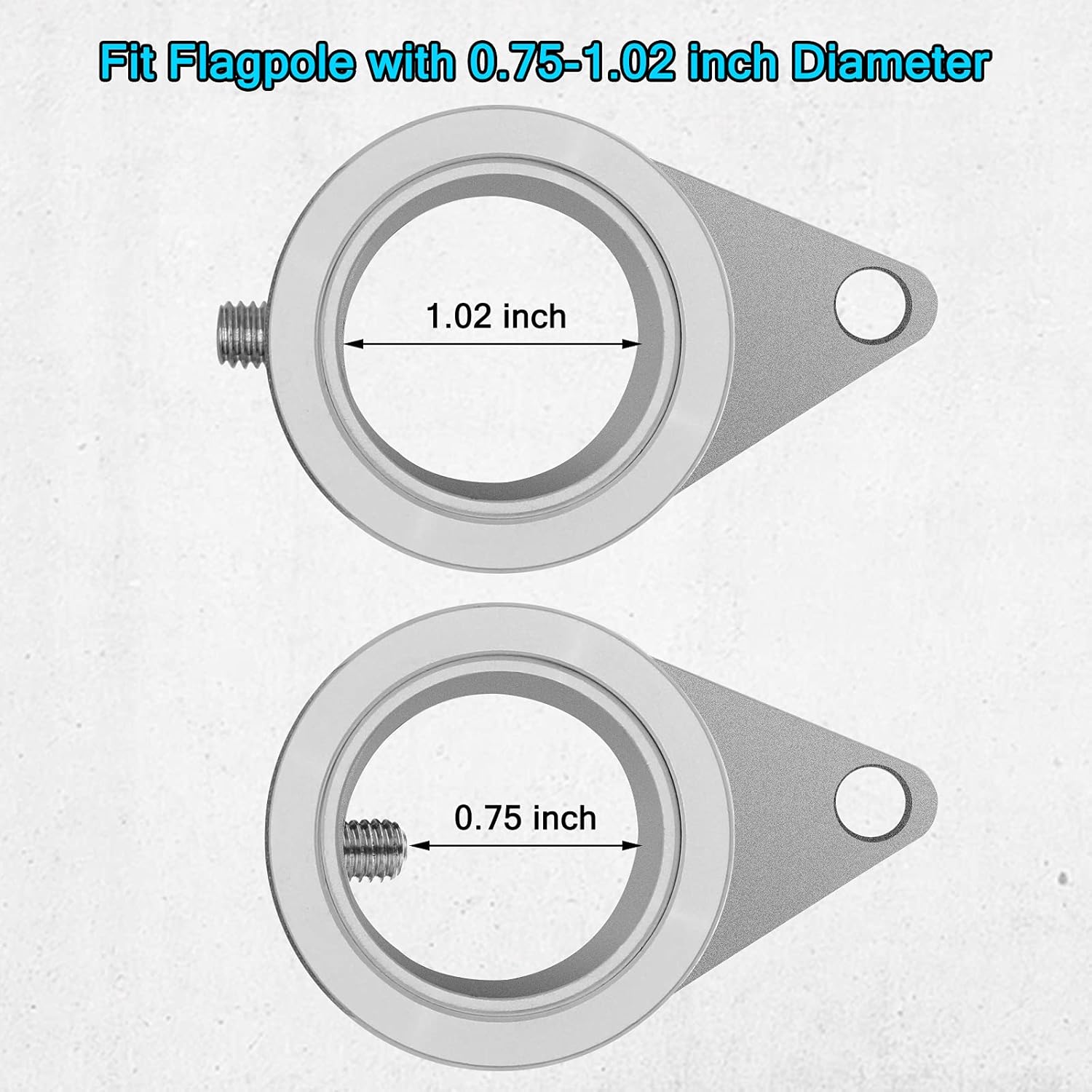 Flag Pole Rings, Aluminum Alloy Flagpole Rings 360° Rotating Anti Wrap Flag Mounting Ring, Spinning Flag Pole Clips with Carabiner for 0.75-1.02 Inch Diameter- Pack of 2 (Matte Silver) : Patio, Lawn & Garden