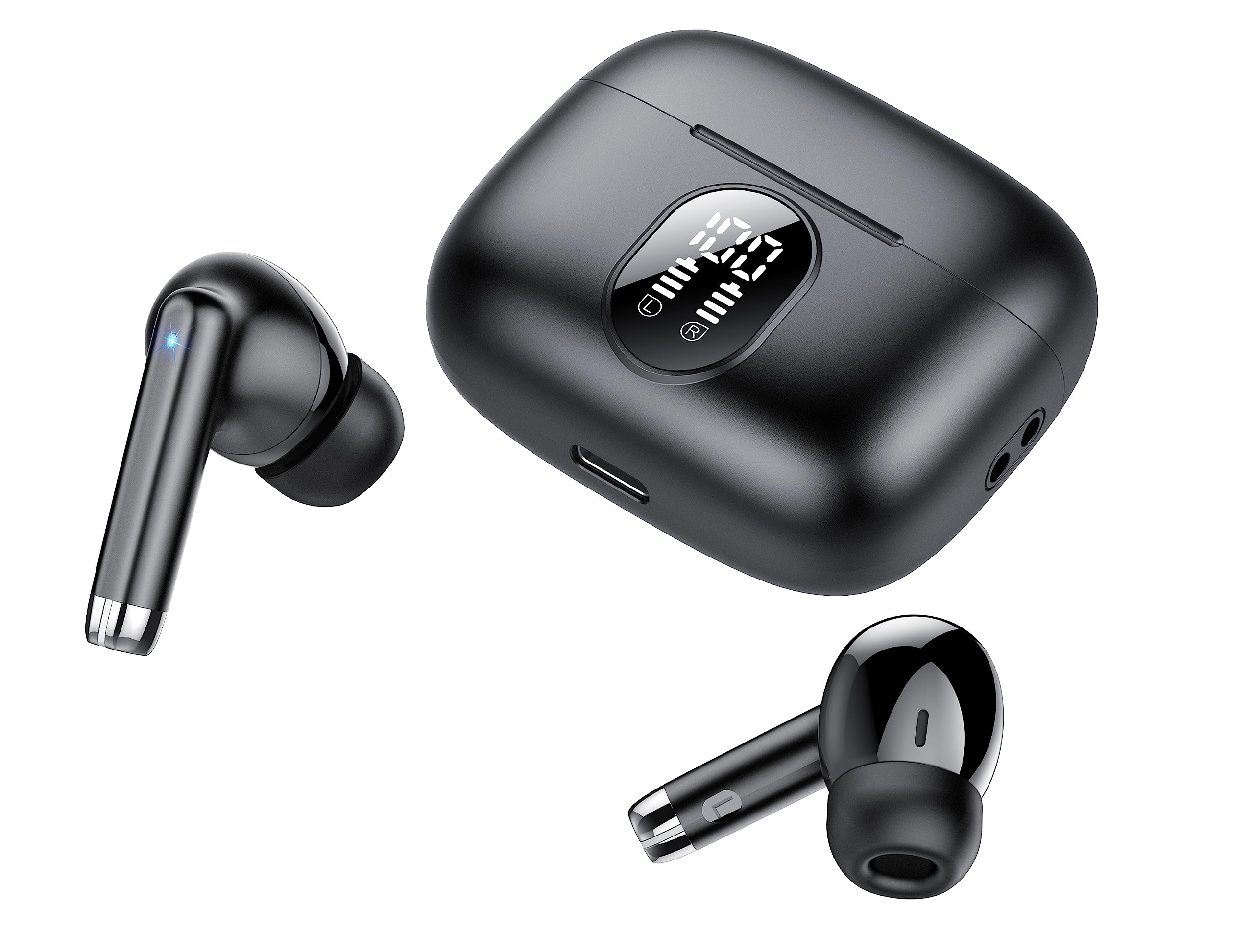 Wireless Earbuds, NEW Bluetooth 5.3 Earbuds Stereo Bass, Bluetooth Headphones in Ear Noise Cancelling 4 Mics, Earphones IP7 Waterproof Sports, 40H Playtime Charging Case Ear Buds for Android iOS