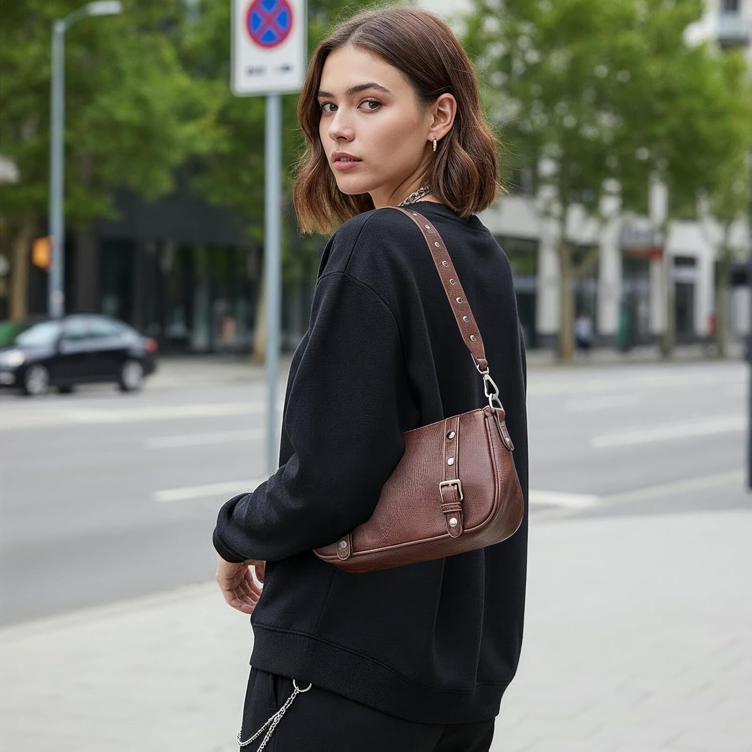 Y2K Purse Small Shoulder Bag for Women Punk Style Studded Handbag - Image 2