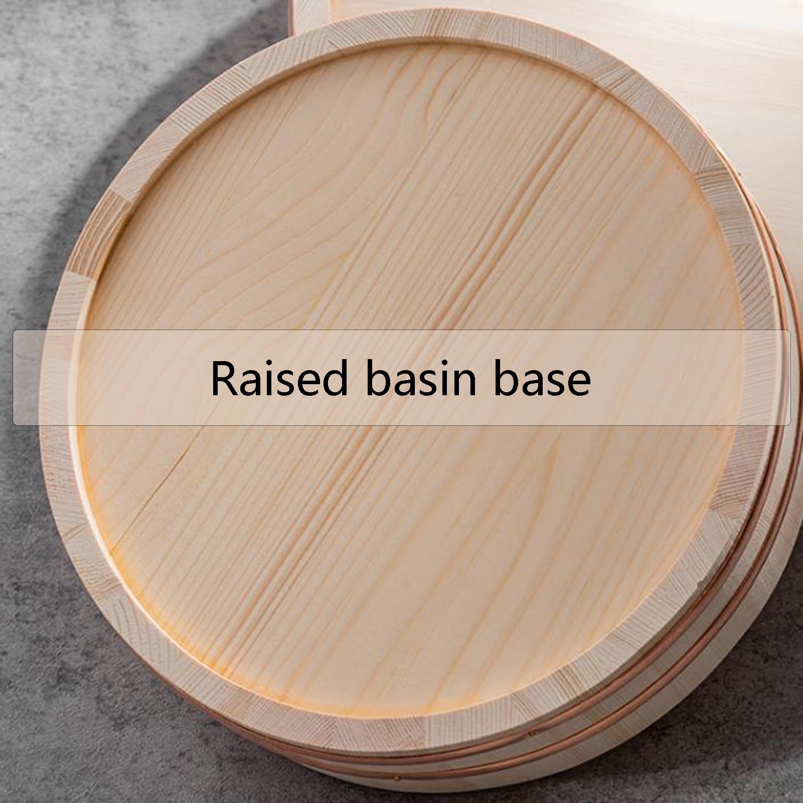 Cuenco de arroz de madera con borde dorado de 60 x 16 cm, elegante cuenco de mezcla de arroz para el hogar y el restaurante, cuenco de enfriamiento ideal para platos de sushi y arroz