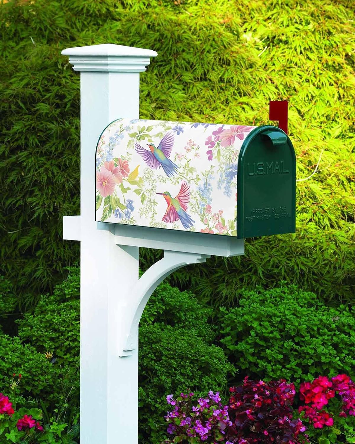 Spring Flower Mailbox Covers Magnetic Standard Size, Colorful Green Pink Blue Floral Birds Decorative Post Letter Numbers Box Wrap Decoration Covers Large Accessories for Garden Yard Outdoor Décor