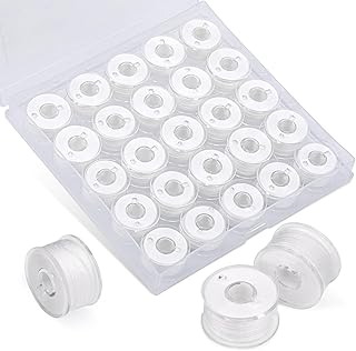 UzecPk 25pcs Thread for Sewing, Embroidery Bobbins, White Prewound Bobbins Size A SA156 Thread Sewing Machine Threads Kit for Embroidery and Sewing Machines DIY 50yds/Spool