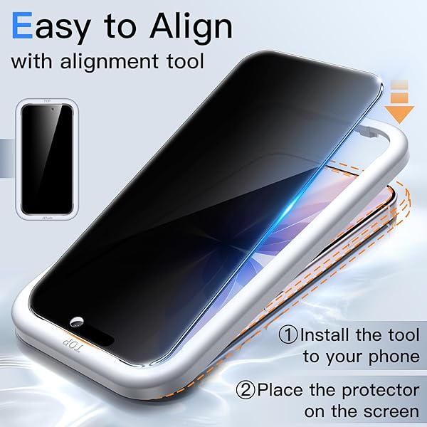 JETech Sichtschutz für iPhone 17 6,3 Zoll, Anti-Spy Gehärtete Glas Schutzfolie mit Einfachem Installationswerkzeug, 2 Stück - 3
