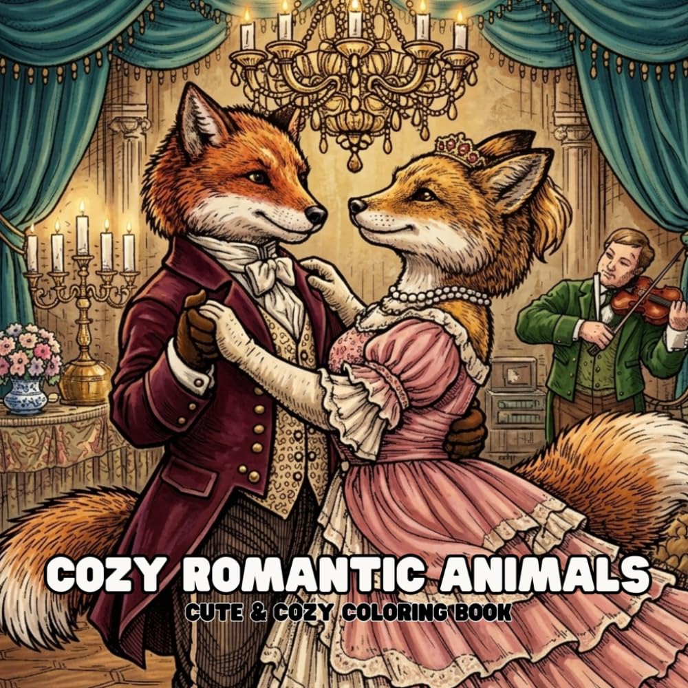Cozy Romantic Animals: Bold & Easy Coloring Book for Adults (25 Pages)