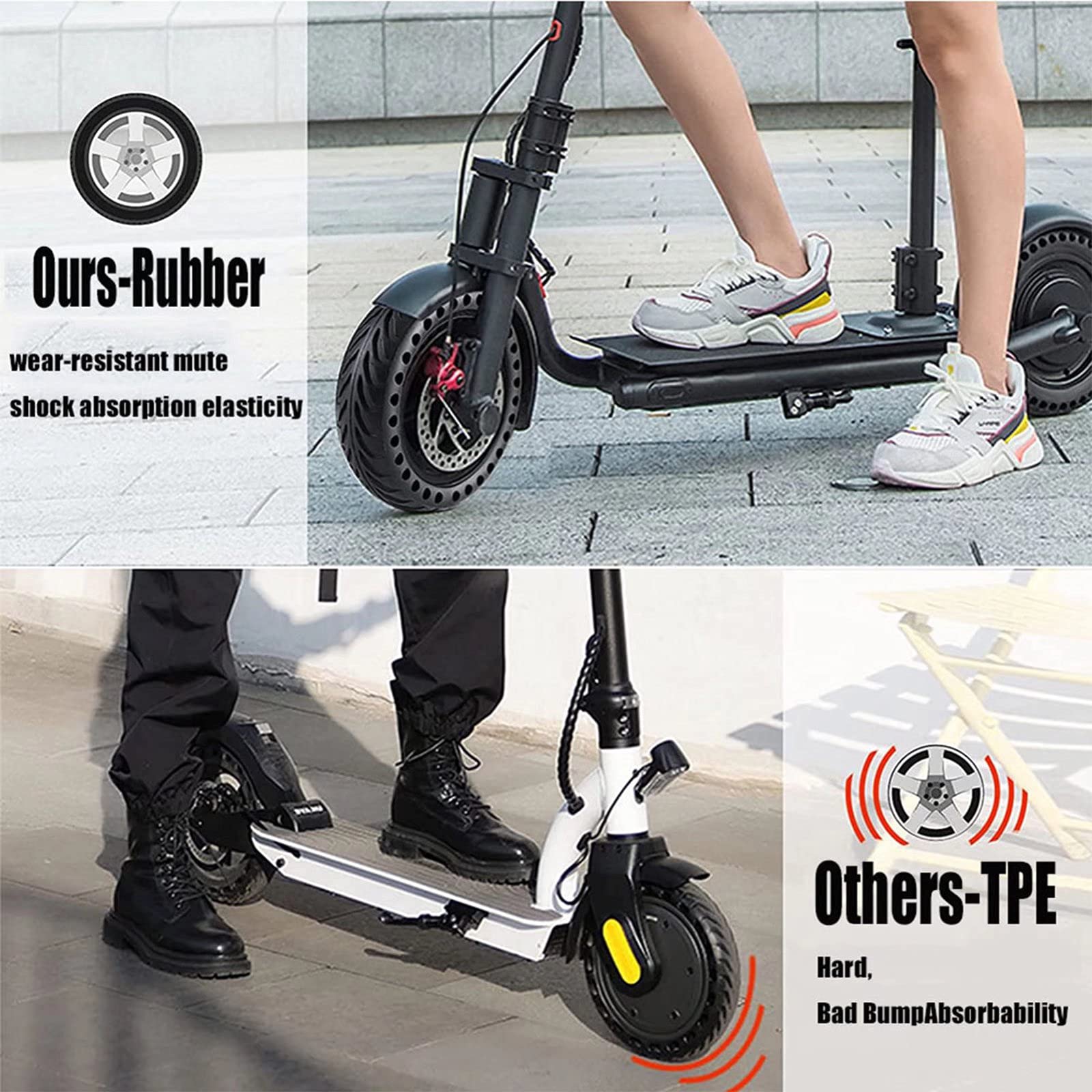 Pneu de remplacement solide de 8,5 pouces pour scooter, pneus solides antidéflagrants Pneu solide en caoutchouc de 8,5 pouces avant/arrière, pneu solide de remplacement de pneu solide pour scooter é