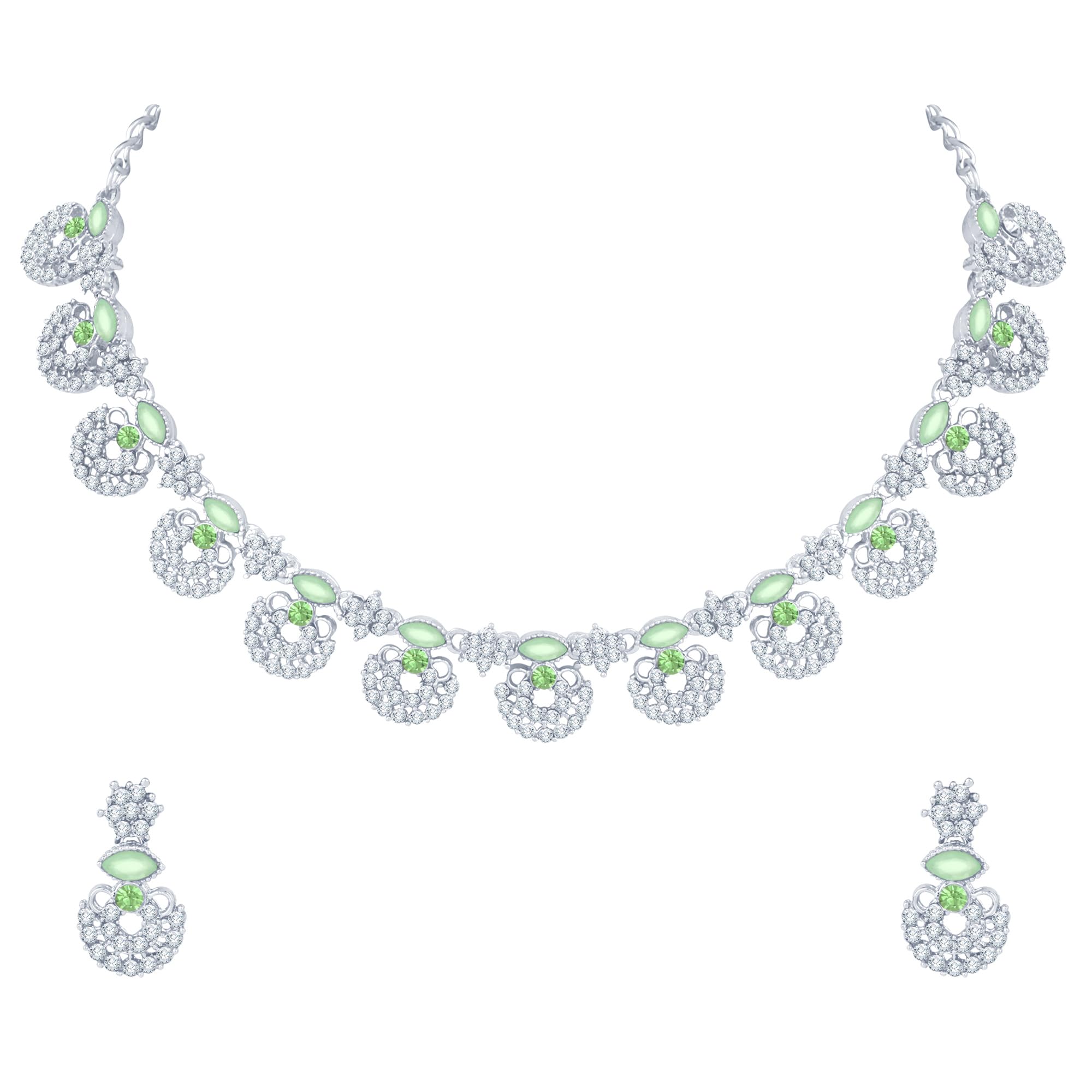 Atasi International Silver MInt Green Crystals AD Diamond Necklace Jewellery Set for Women & Girls Suited Best for Wedding, Party, Festive, Office & Causual Wear (RMG5867) (B0CTCTRPJT) Amazon Price History, Amazon Price Tracker