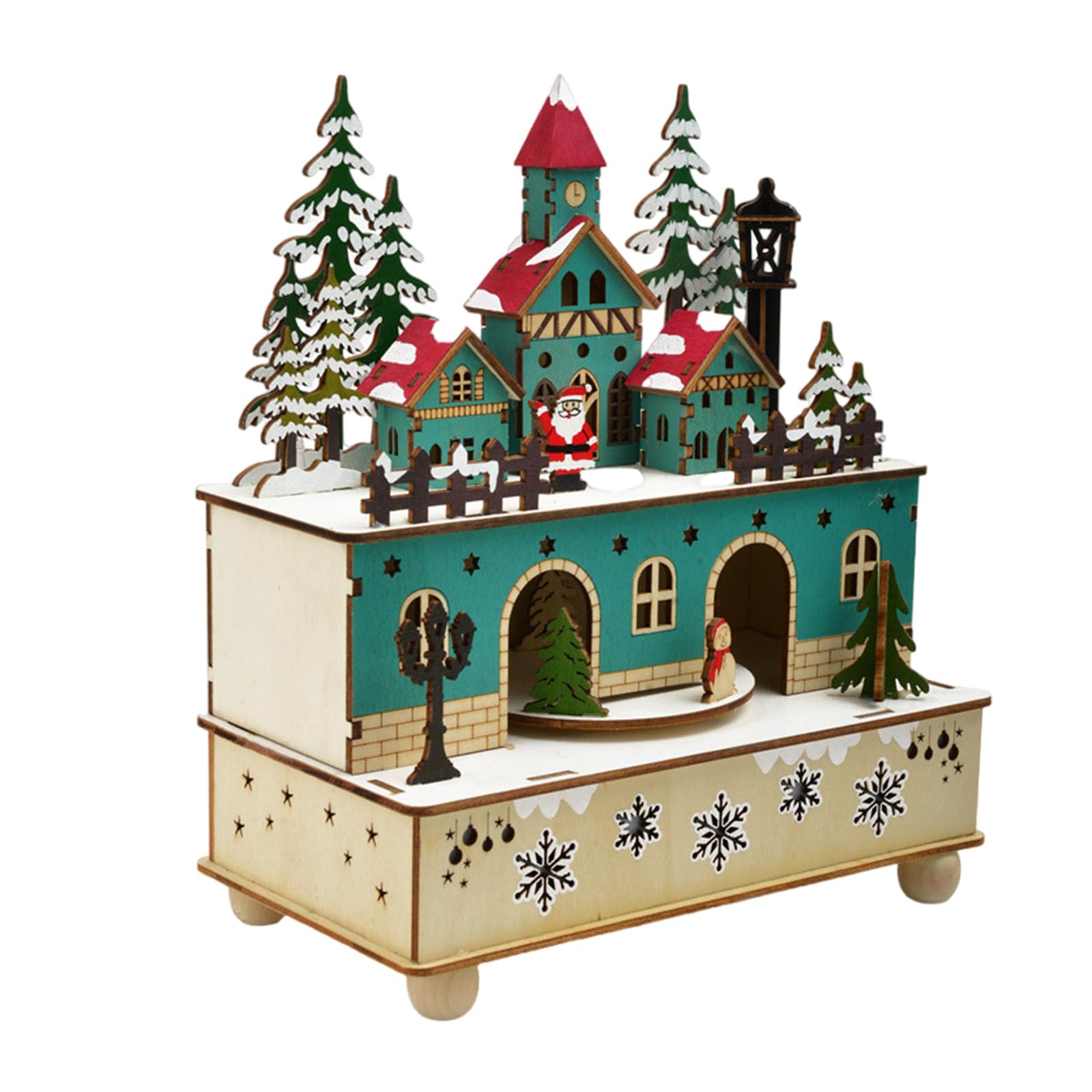 Delicato carillon natalizio in legno con intagli classici festivi intagliati a mano in legno