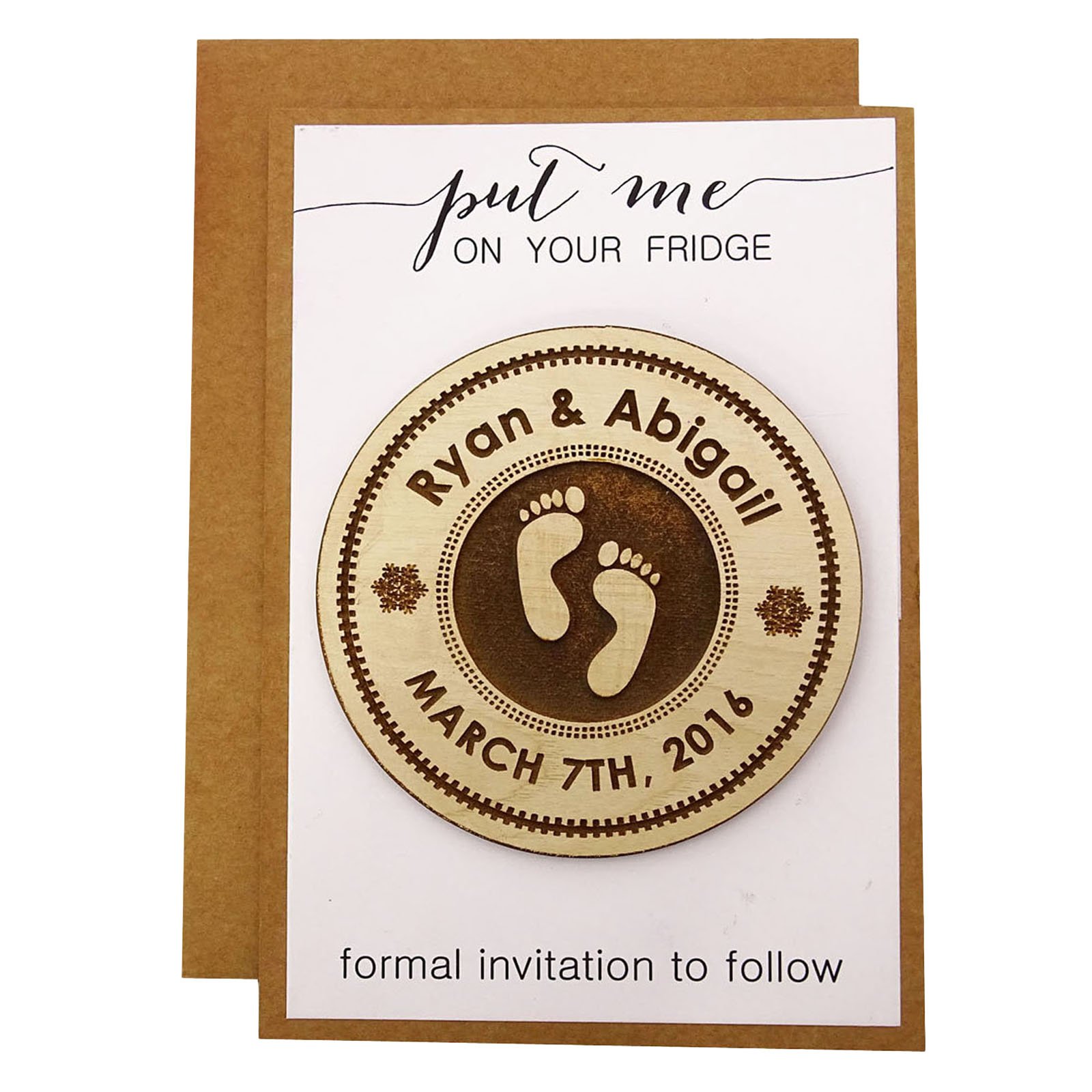 Magnet mariage bois personnalisé pour annoncer votre date avec un style champêtre chic
