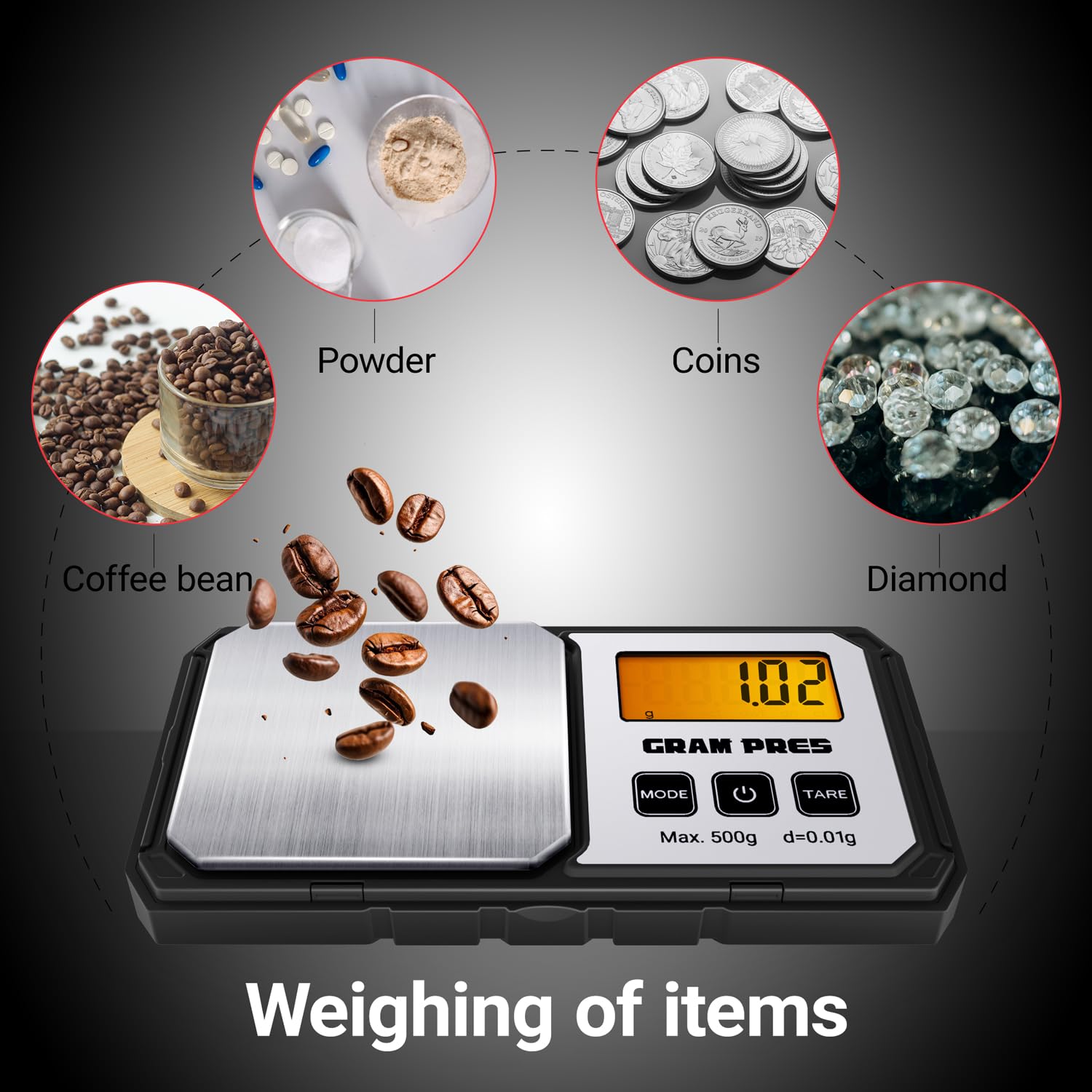 Báscula Digital 500g 0.01g Báscula Digital Mini De Bolsillo 500g X 0.01g -  Plata, Mide En Gramos, Onzas Y Más, Ideal Para Joyería Bascula De Precision, image size:1500x1500