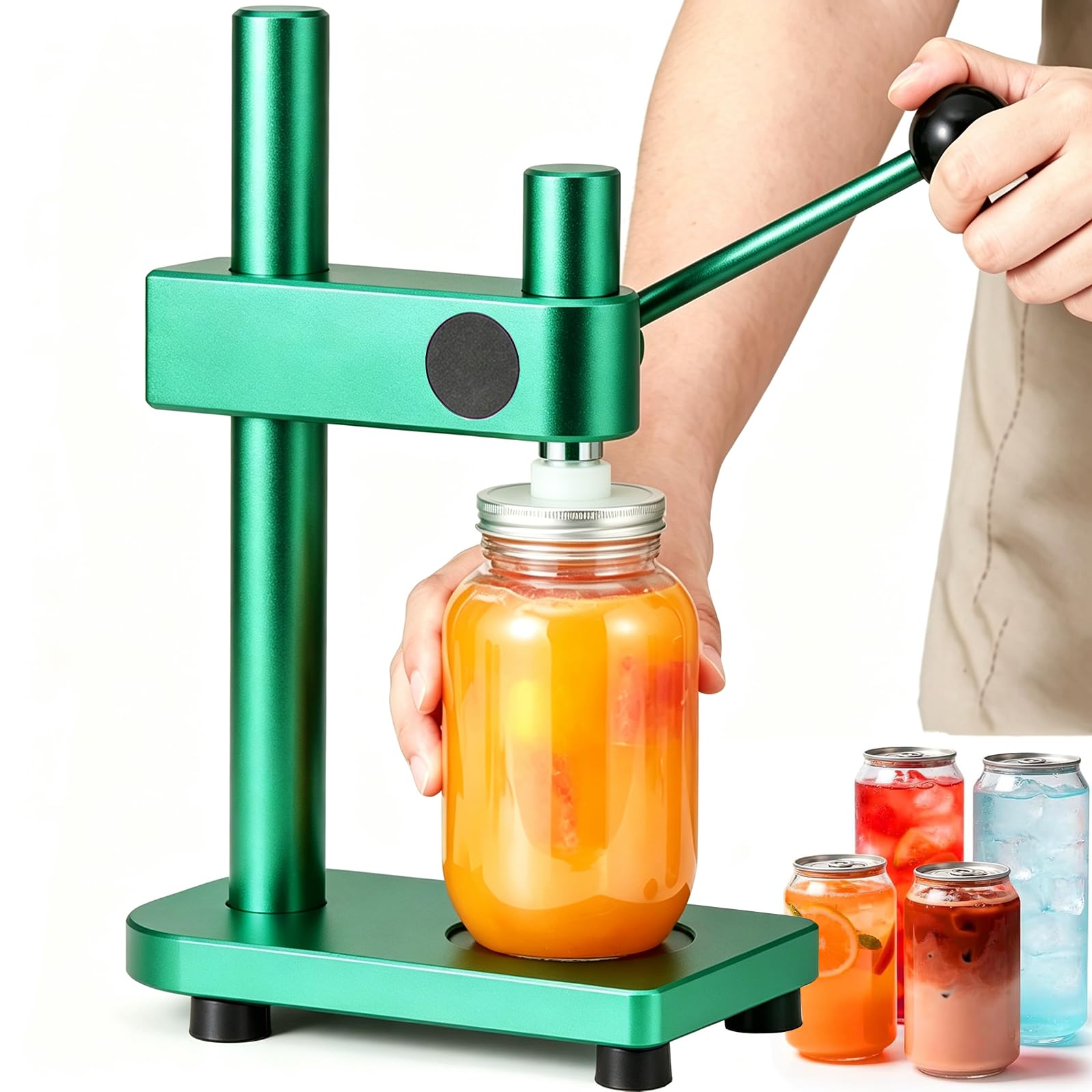 Sigillatrice Manuale Per Lattine, Sigillatrice Per Bicchieri In Lega Di Alluminio, Diametro Di Sigillatura 55mm, Altezza Regolabile, Con Graduazioni, Per Case, Bar, Ristoranti, Negozi Di Bevande Green