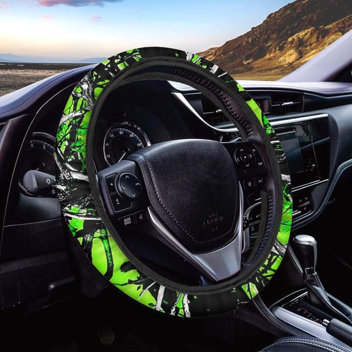 GePrint Green Camo Steering Wheel Covers 1415" inch Universal Fit Most Car Sedans