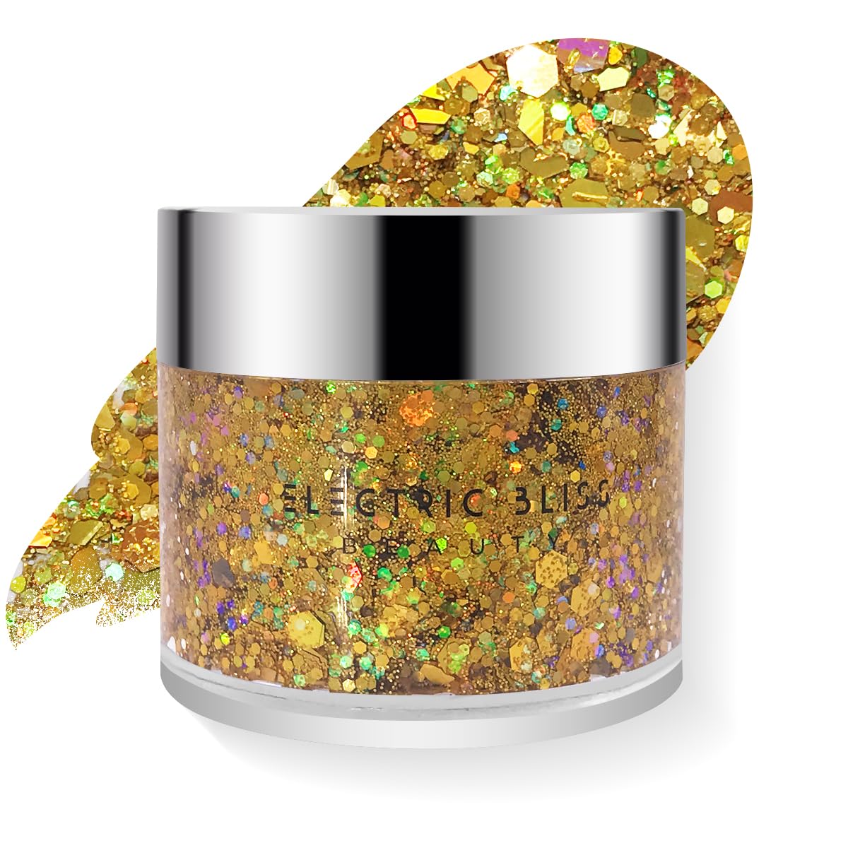 Gold - Holographic Body Glitter Gel for Body, Face, Hair - Vegan & Cruelty Free - Electric Bliss Beauty (Gold)