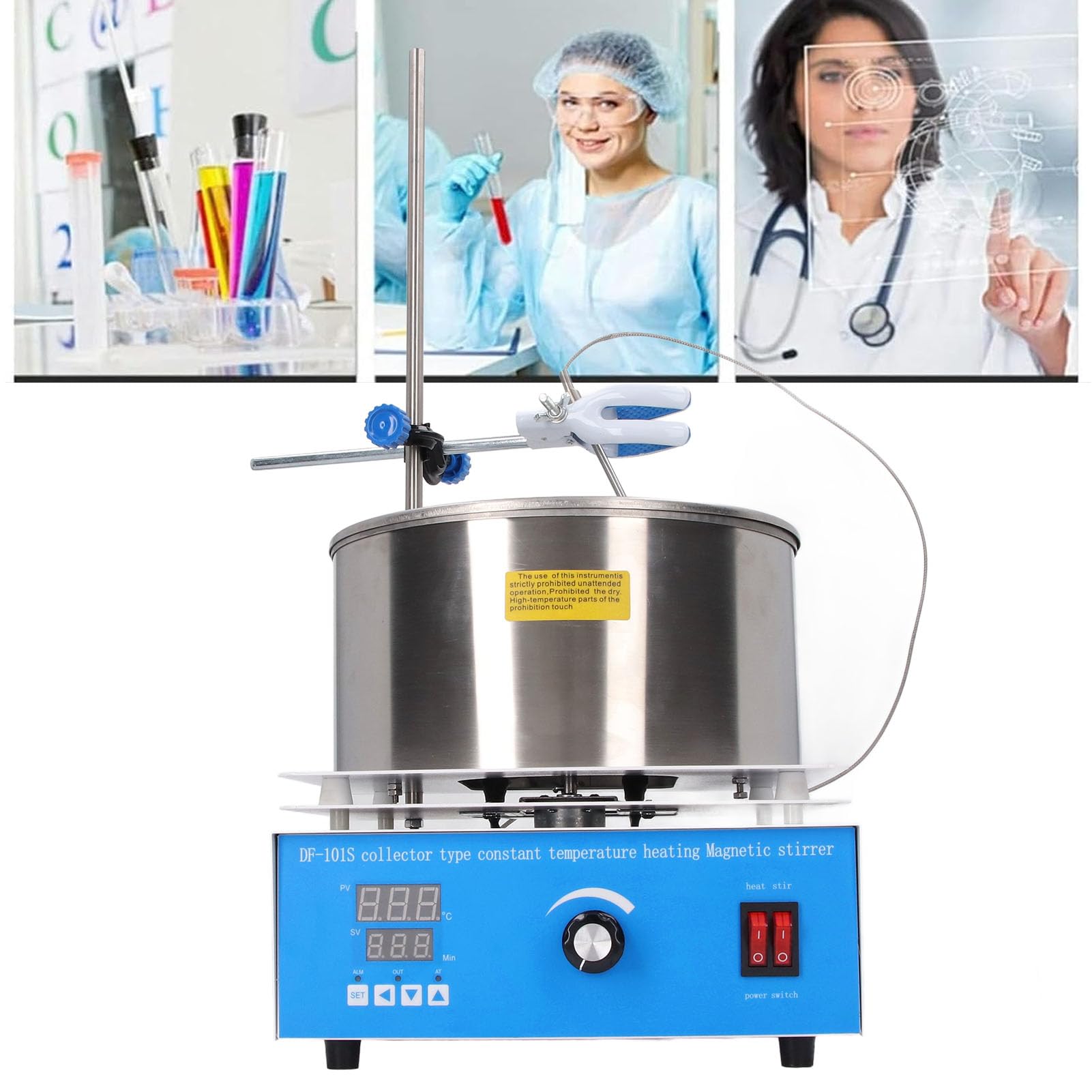 2,5 L Digitales Thermostatisches Wasserbad, LCD-Display, PT100-Temperaturfühler, Edelstahl 304, 0–2600 U/min, 400 ℃, 800 W, Intelligente Temperaturregelung, Heizbehälter