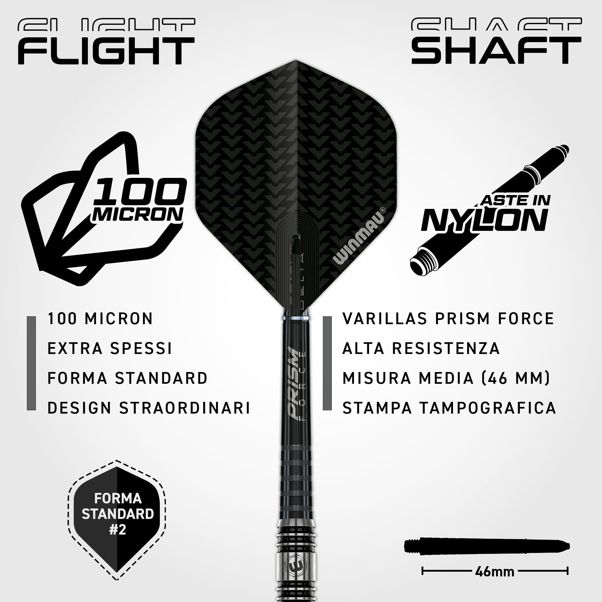 WINMAU Blackout Freccette Professionali in Acciaio al Tungsteno con Voli e Steli Onde