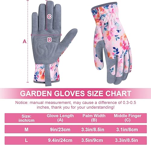 Miniatura 41 de Guantes de jardinería para mujeres, guantes de cuero para trabajo en jardín, a prueba de espinas, sin perforación, para cavar, plantar y podar Azul