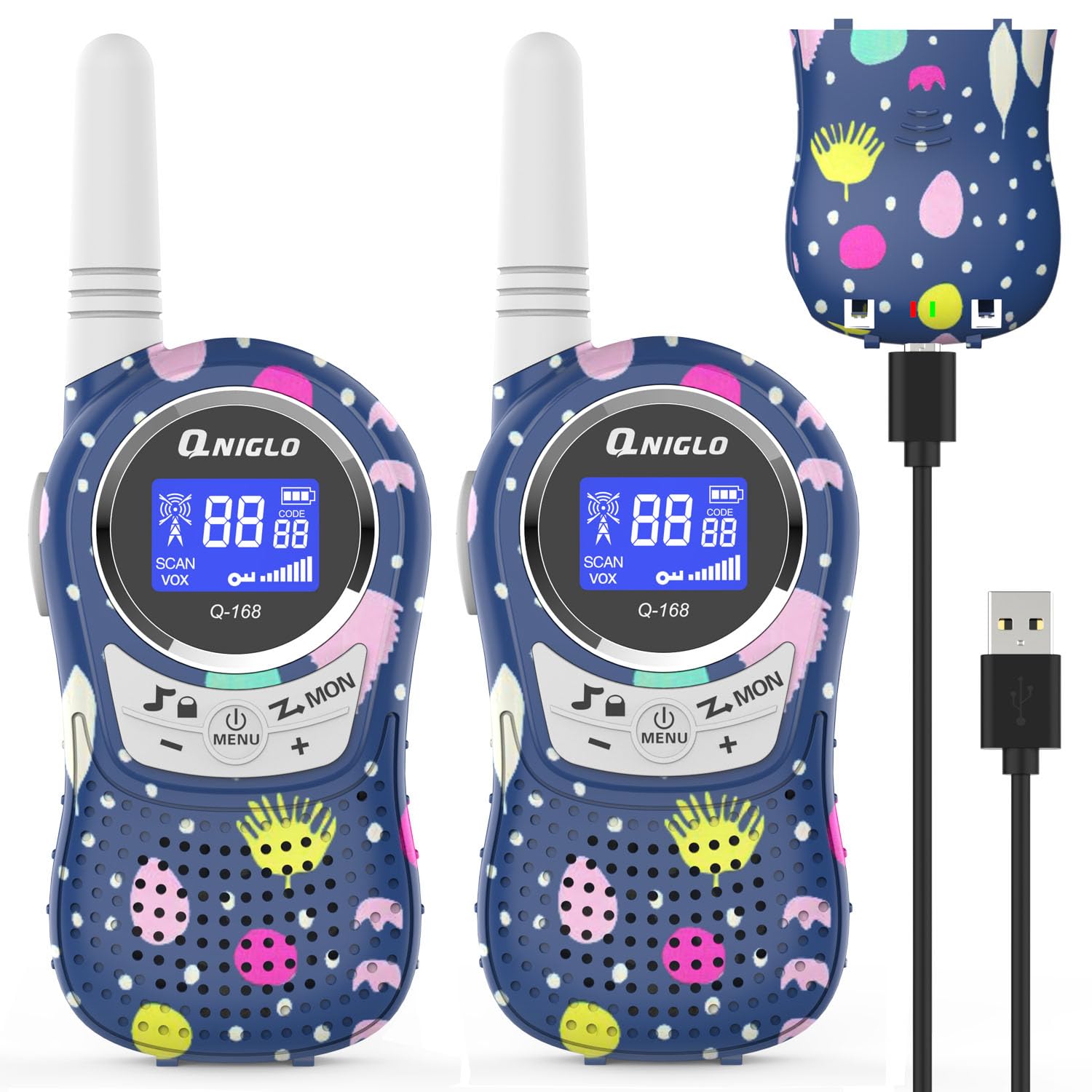Qniglo Walkie Talkies for Kids - Rechargeable Kids Walkie Talkies with Clear Sound, Long Range - Perfect Birthday for 3-8 Year Old Boys Girls -