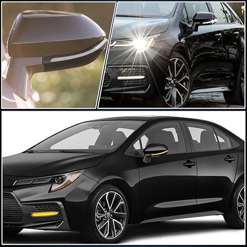 Miniatura 5 de Versión negra LED espejo retrovisor lateral ámbar dinámico señal de giro secuencial DRL luz blanca reemplazo para Toyota Corolla 2019-2022 2 en 1