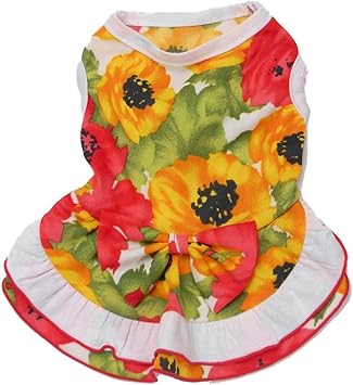 Amazon 犬服ドッグウェア トロピカル花柄ワンピース オレンジ Xl マギーｂ ドレス ワンピース 通販