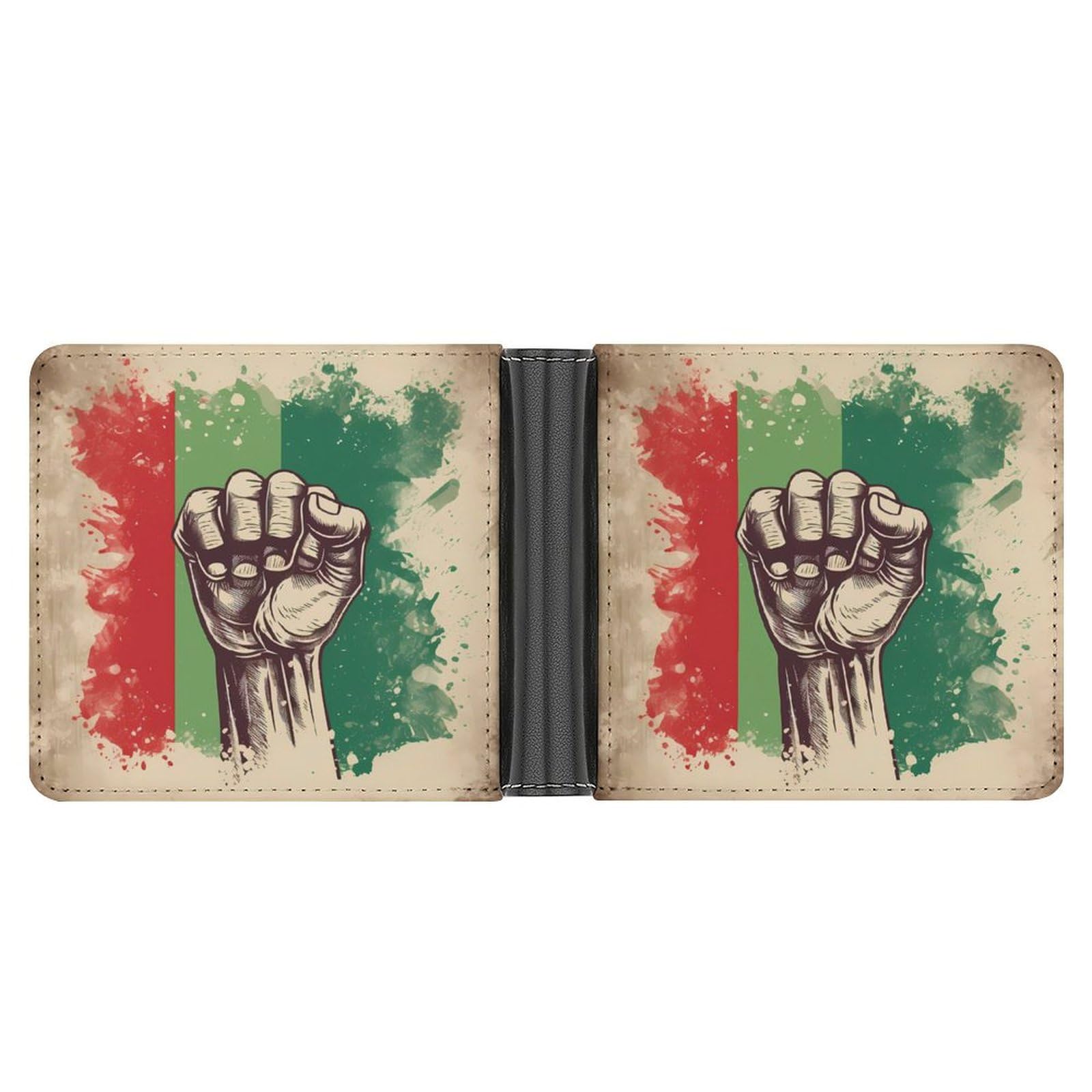 Retro Raised Fist Mexico Flag Bifold Wallet PU Leather Coin Purse Lightweight Credit Card Holder Wallet Money Clip
