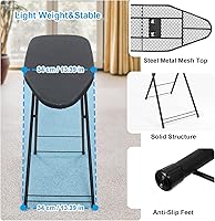 Vista 2 de Duwee Tabla de planchar pequeña de 13 x 35 pulgadas con cubierta resistente al calor, tabla de planchar compacta plegable, ligera, fácil de Negro
