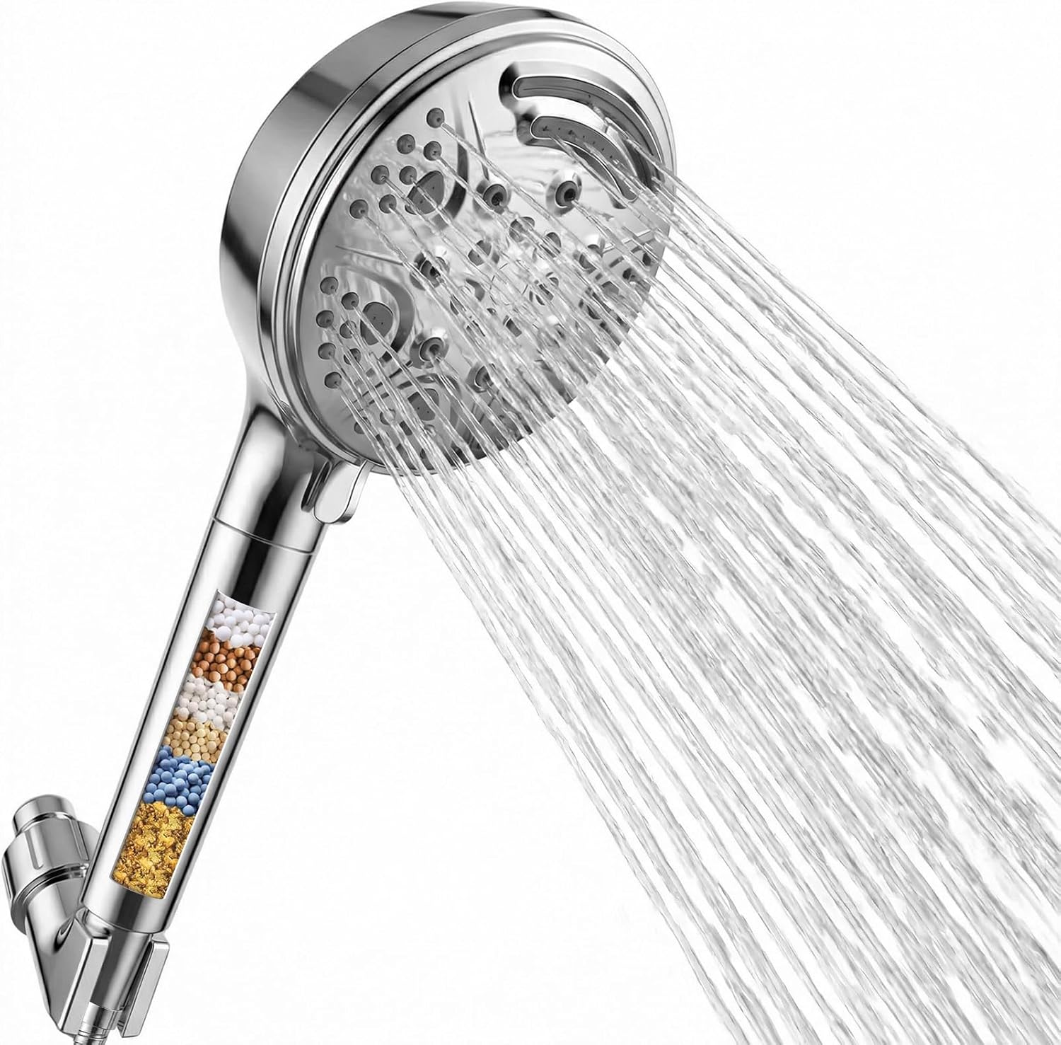 Regadera de Mano con Filtro 9 Modos Alta Presión, Manguera Acero Inoxidable 59"