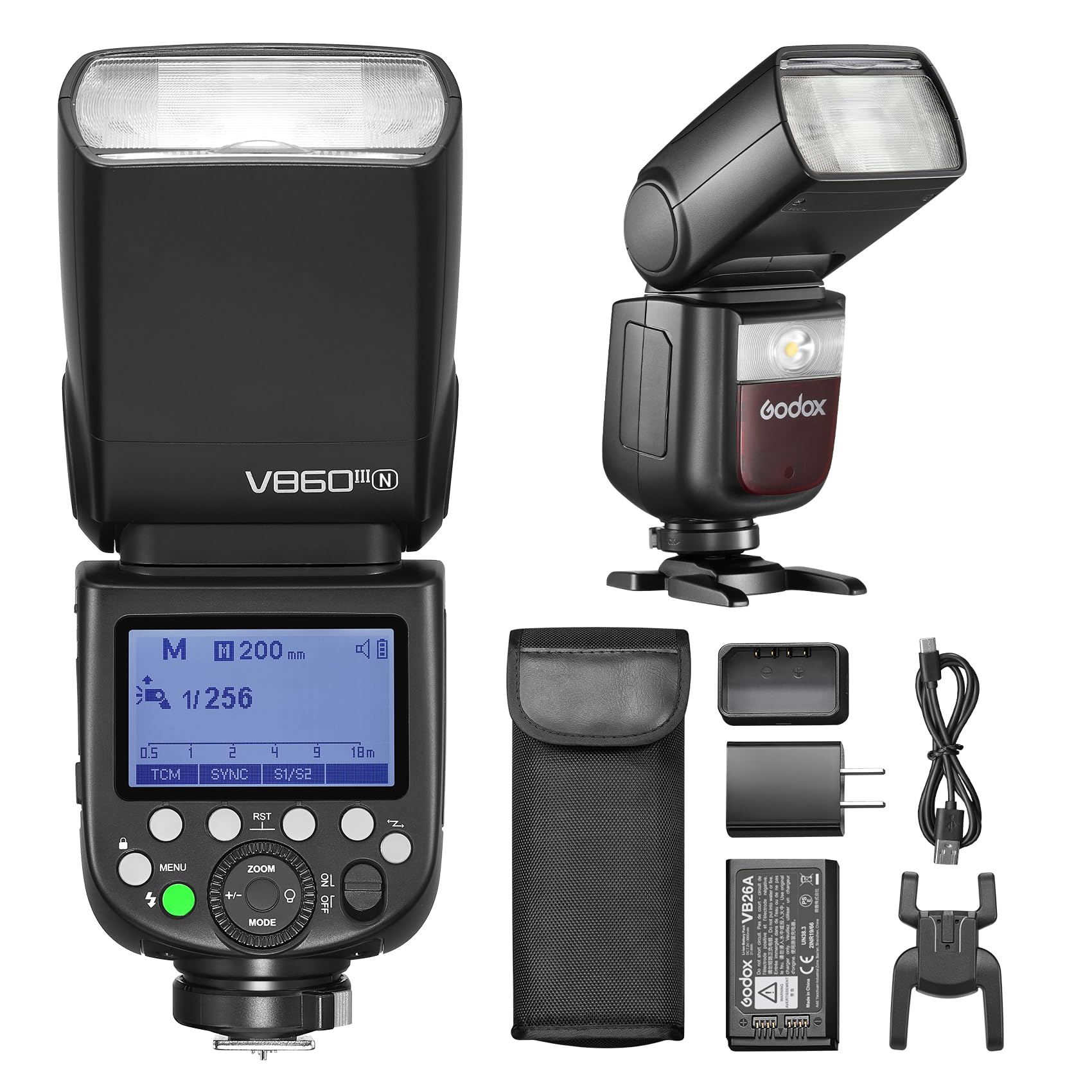 Photo 1 of Godox V860III-N TTL Camera Speedlight for Nikon, GN60 76Ws 2.4G Wireless X System, HSS 1/8000s, 2600mAh 480 Flashes, 10-Level LED Modeling Light, Auto Zoom 20-200mm