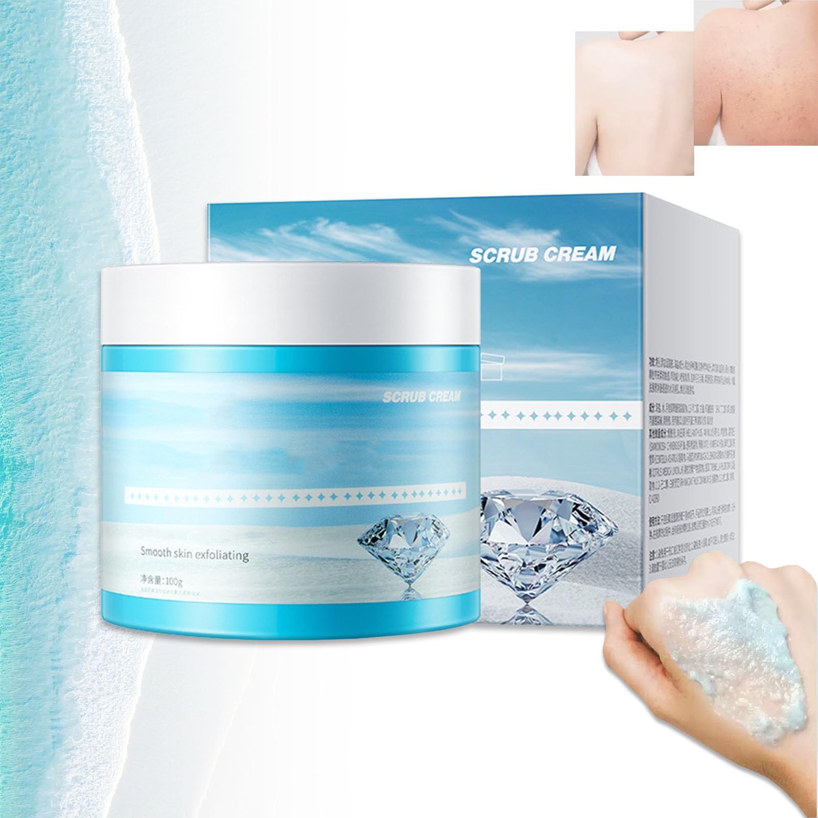 AzoneeSea Salt Crystal Body Scrub, Gentle Deep Exfoliating Sea Salt Body Scrub for Men & Women, Natural Hydrating & Skin Smoothing Scrub, 100g