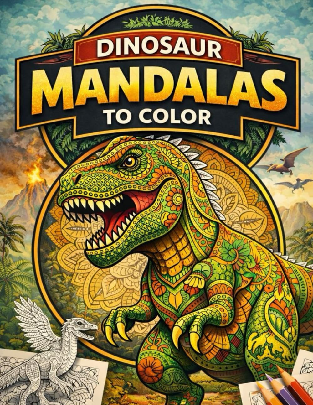 DINOSAUR MANDALAS TO COLOR: A Relaxing Coloring Book for Stress Relief and Mindfulness