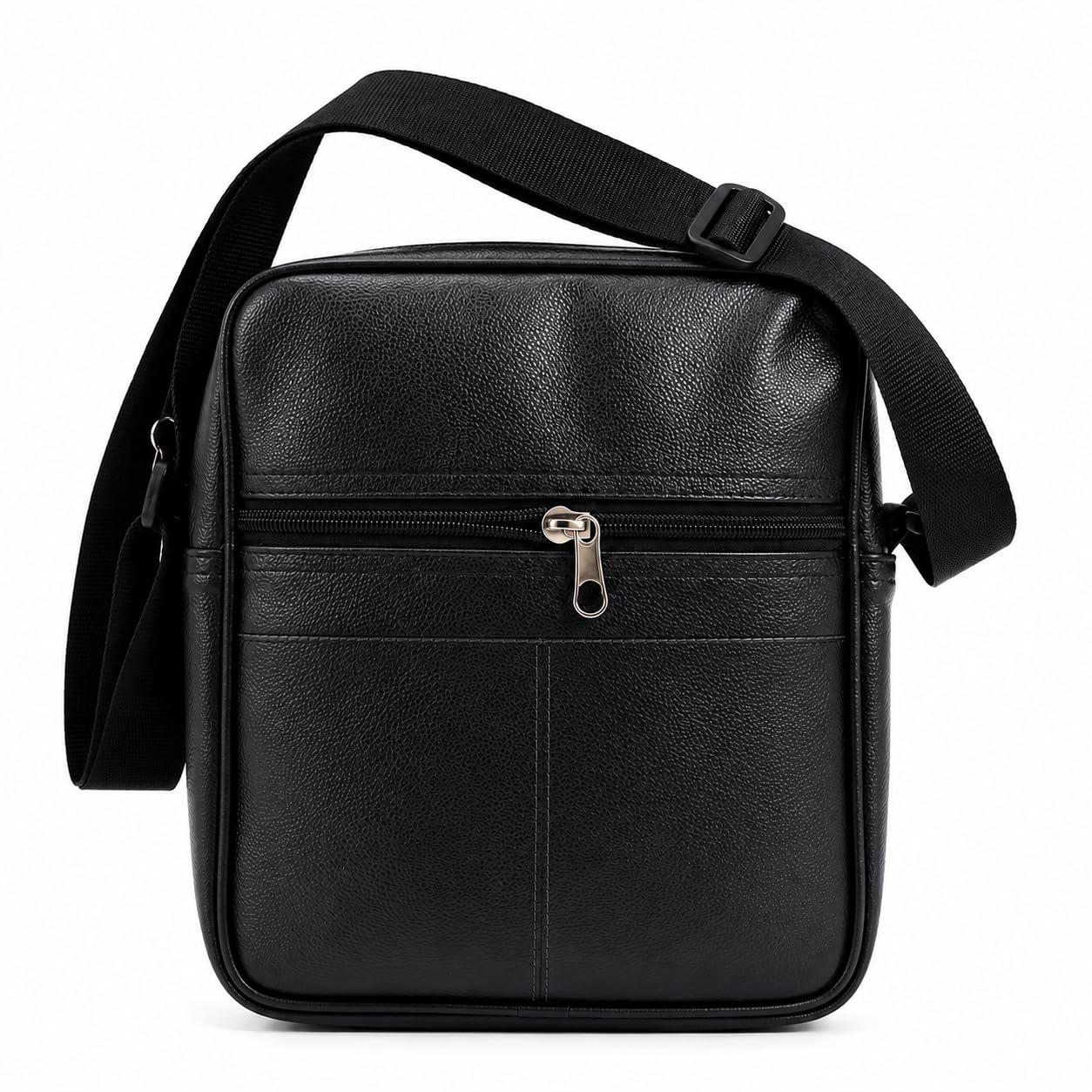 Premium Rexine Sling Bag for Men & Women | Crossbody Messenger Bag | Multipurpose Office, College & Travel Side Bag | Multiple Zip Pockets | Water Resistant | Black | 32 x 27 x 8 cm-picture-12